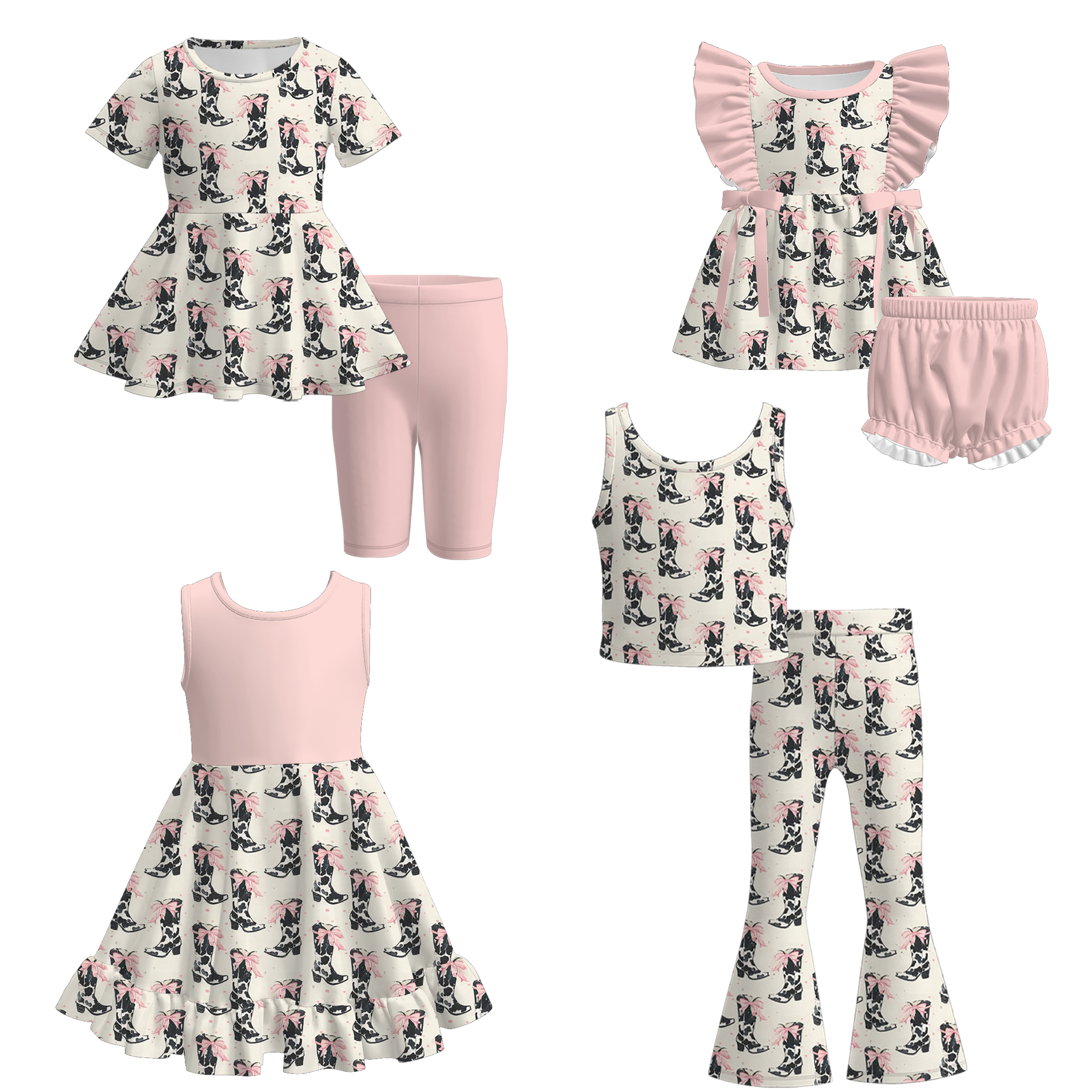 (Pre Order+Prepack Zone)Sisters Boots Print Dress,Set&Romper