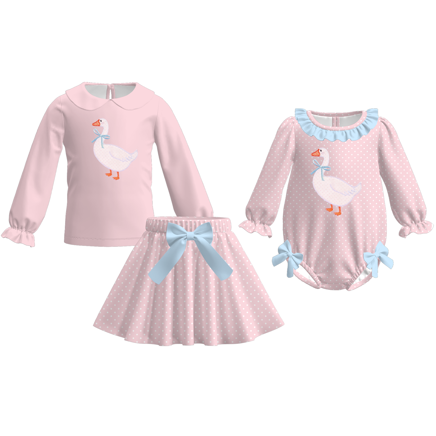 (Pre Order)Sisters Spring&Summer Goose Applique Set&Romper