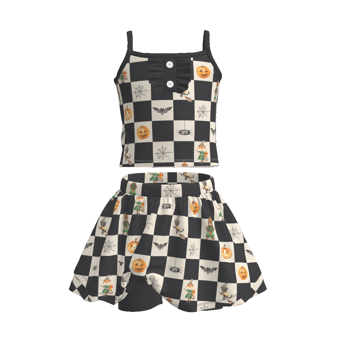 (Pre Order)Girls Halloween Ghost Print Skort Set