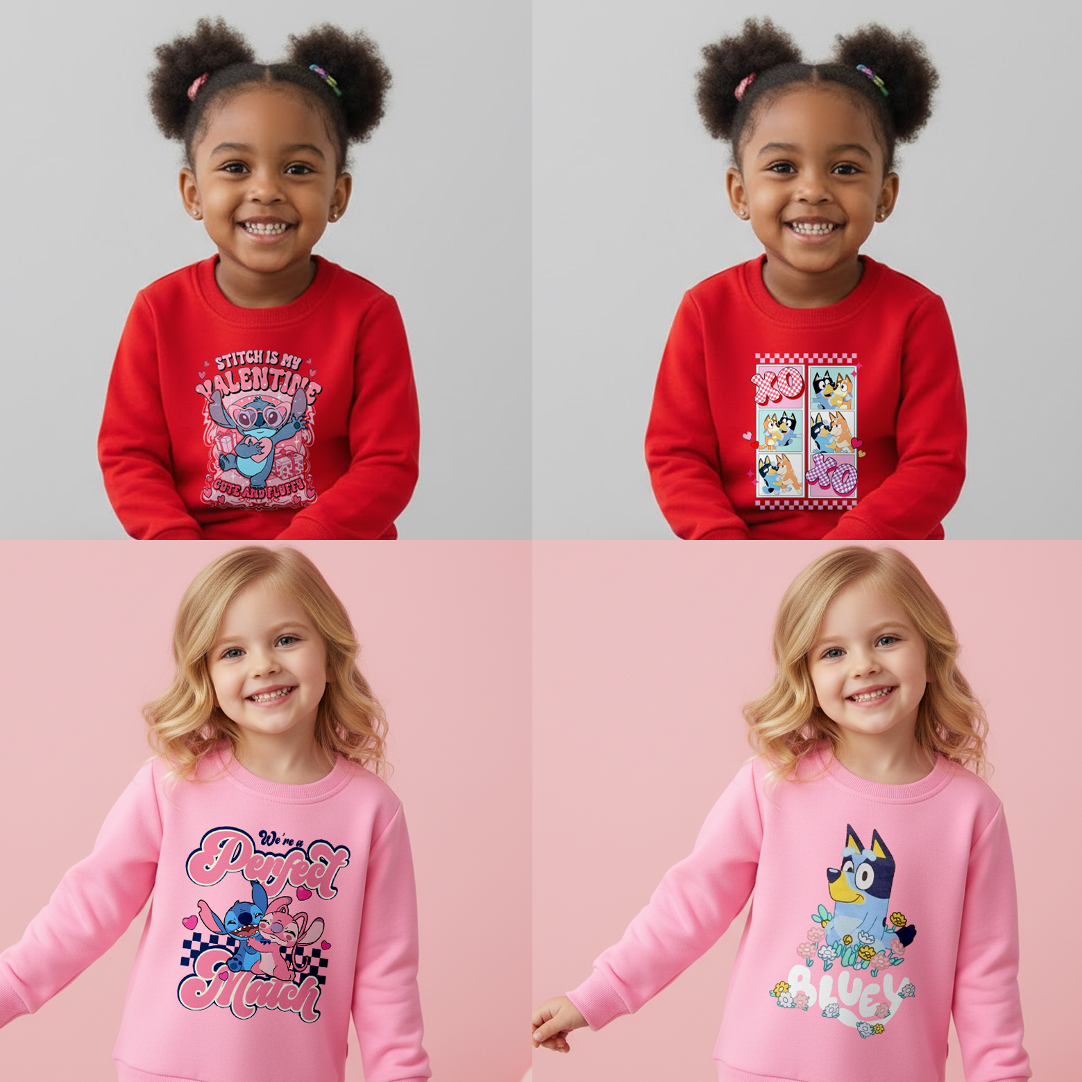 (Pre Order)Girls Valentine's Day Print Cotton Sweatshirt