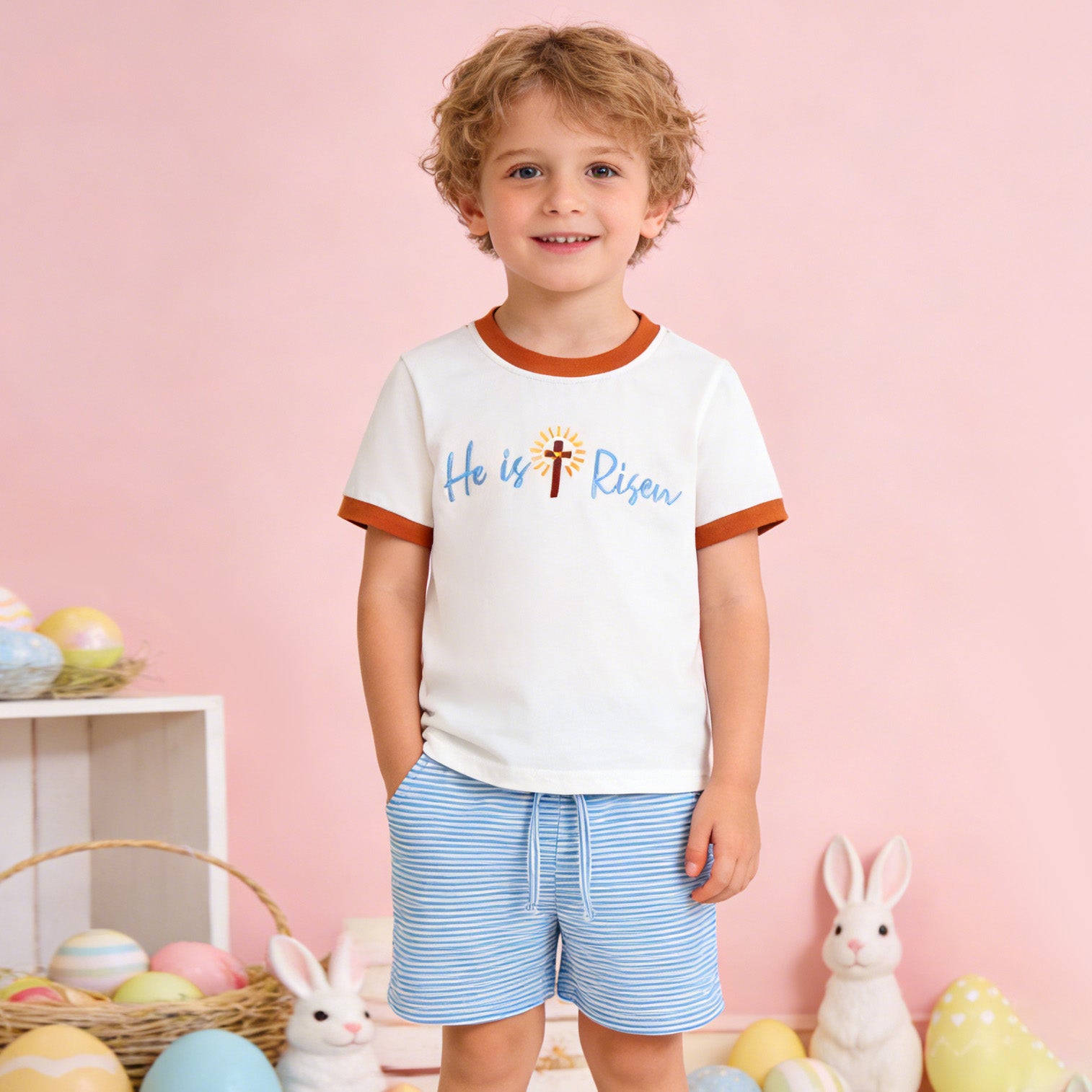 (In Stock)Siblings Easter Embroidery Dress,Set&Romper