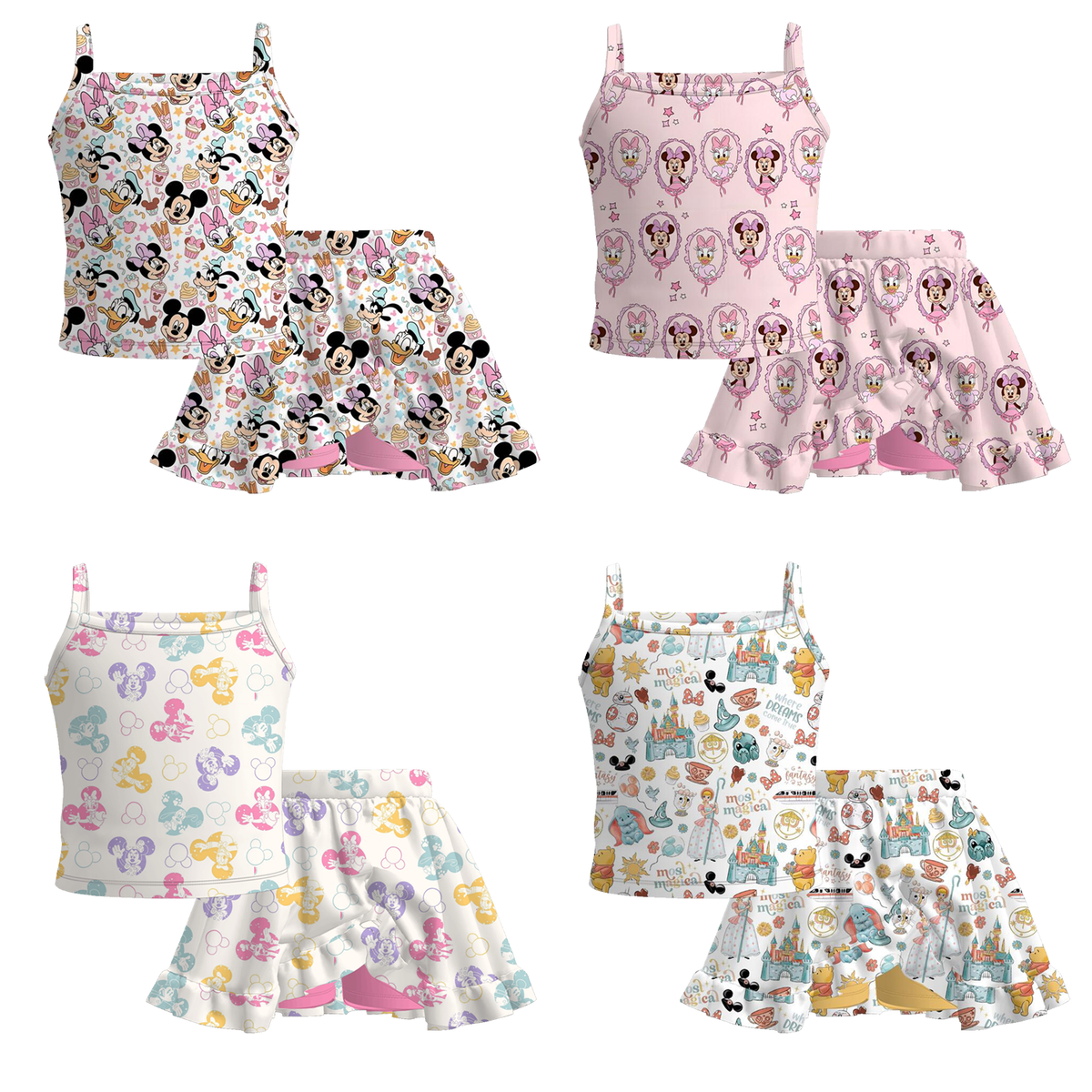 (Pre Order)Girls Spring&Summer Cartoon Print Skort Set