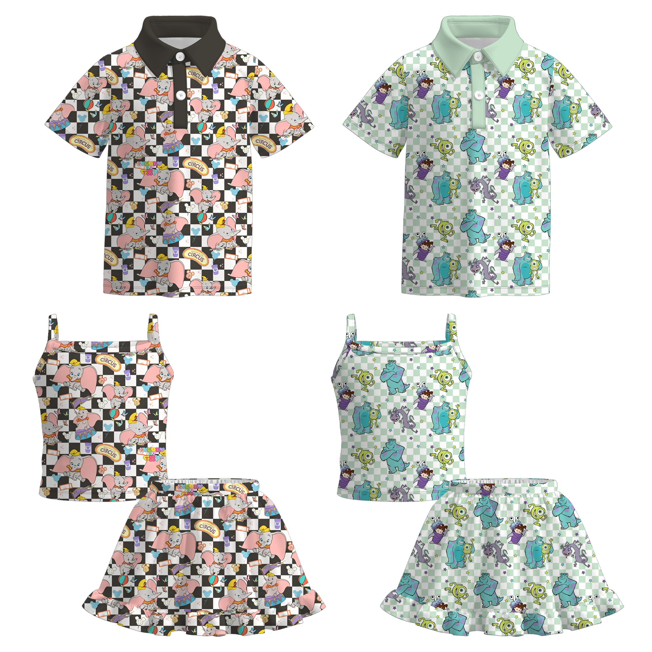 (Pre Order+Prepack Zone)Siblings Cartoon Print Skirt Set&Top(Mix Size)