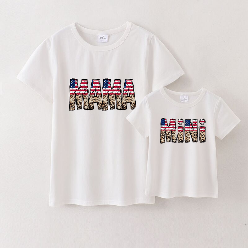 (Pre Order)Patriotic Mommy and Me White Cotton T-Shirts