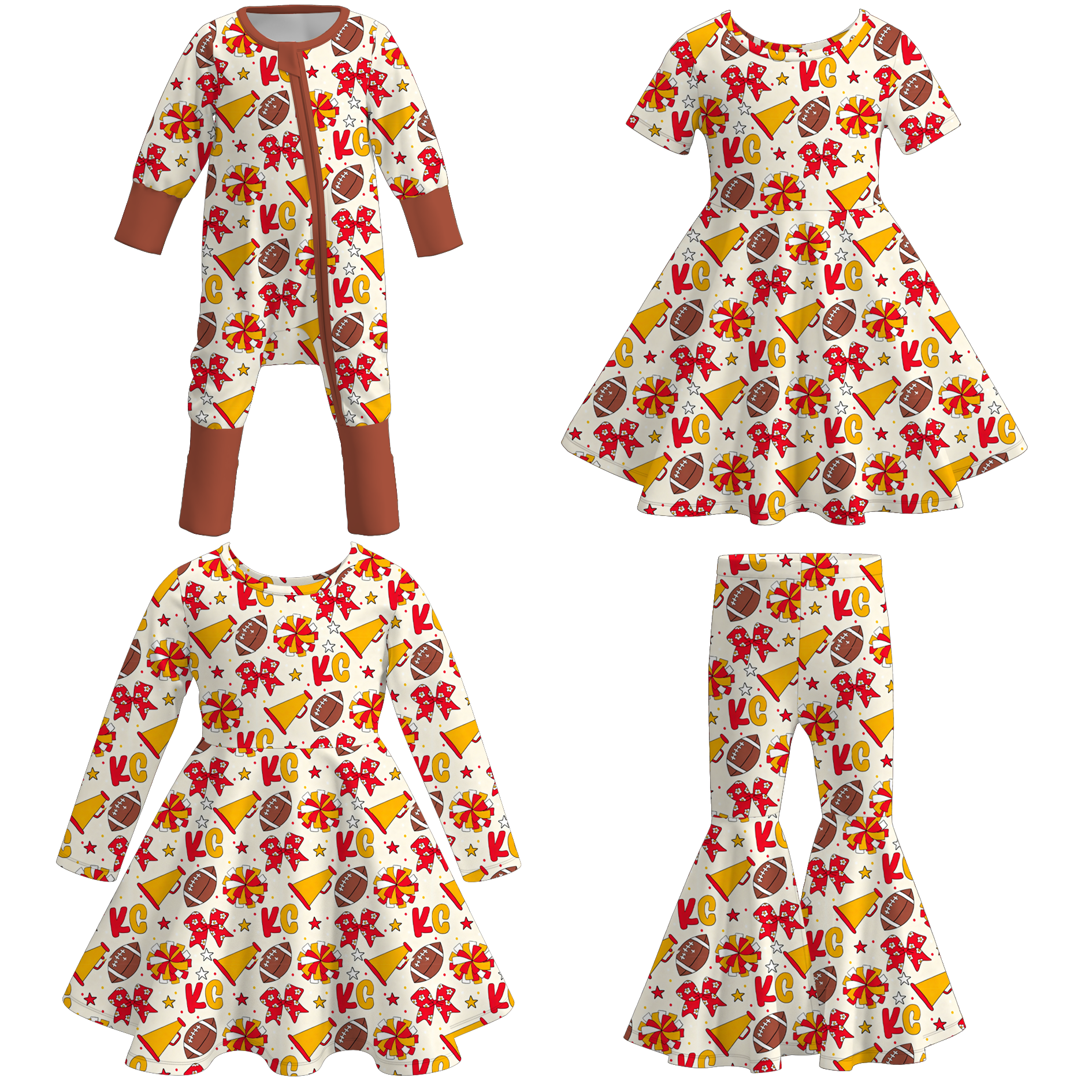 (Pre Order)Sisters Spring&Summer Football Print Dress,Pants&Romper