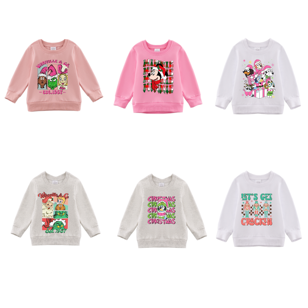 (Pre Order)Girls Christmas Print Sweatshirt