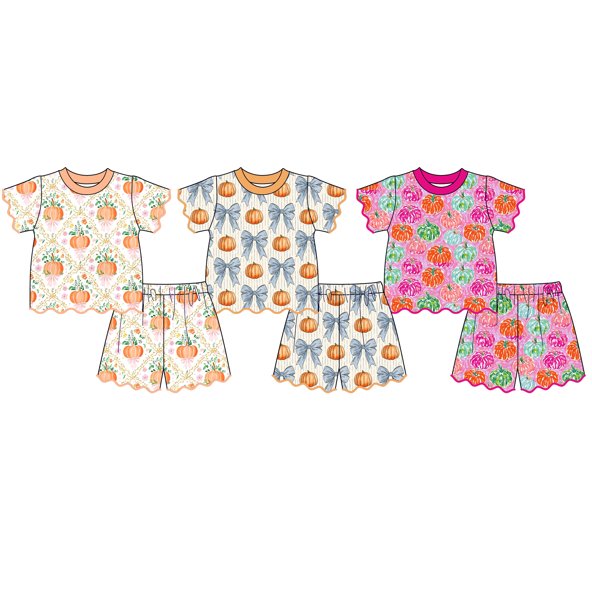 (Weekly Pre-Order)Sisters Pumpkin Embroidery Scallop Set(Ends 8.9)