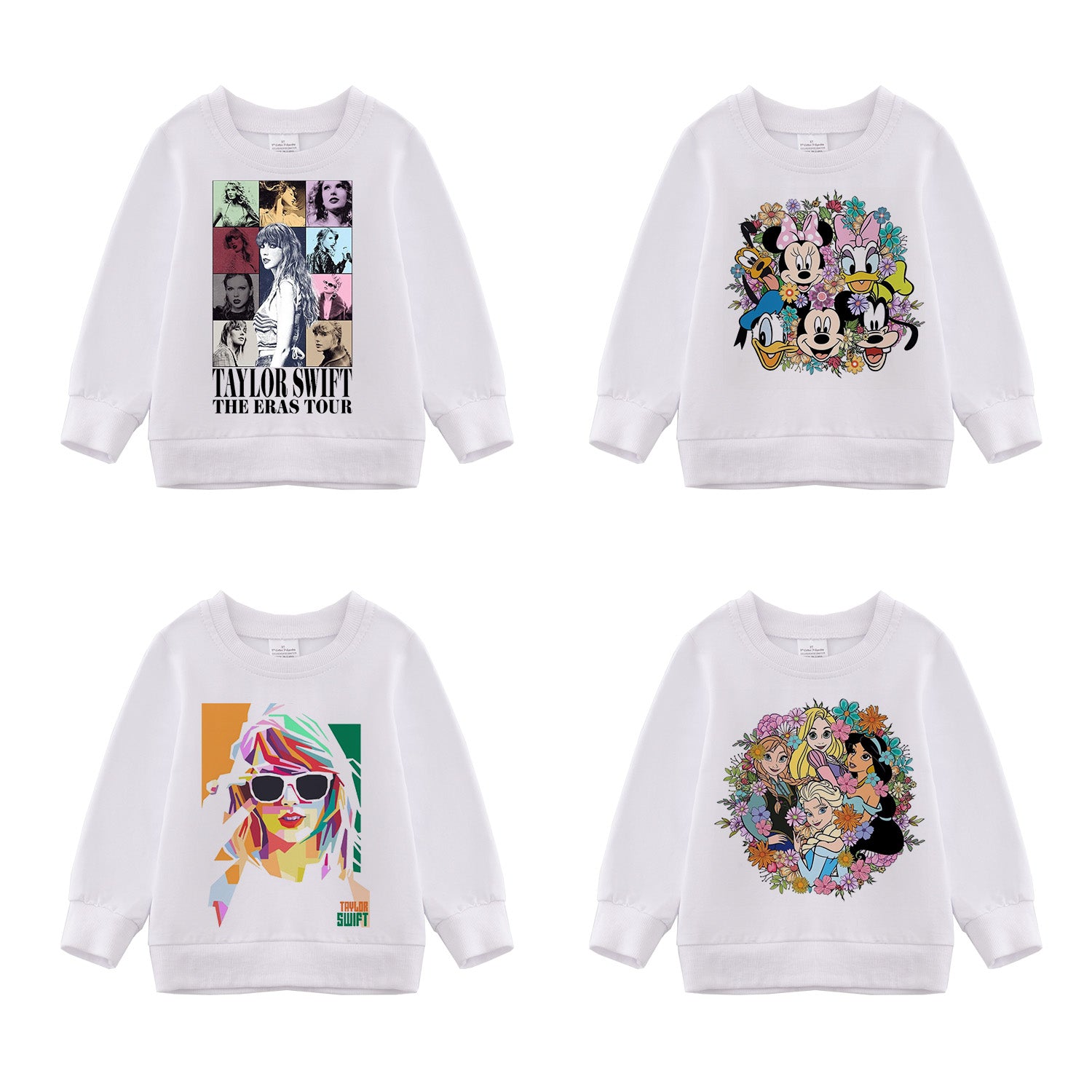 (Pre Order)Girls Fall TS and Cartoon Print Sweatshirt