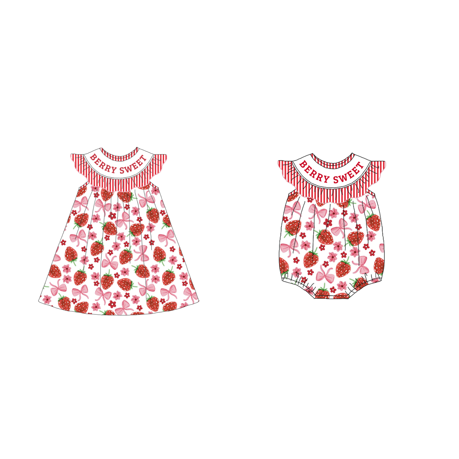 (Pre Order)Sisters Spring and Summer BERRY SWEET Embroidery Smocked Dress&Romper