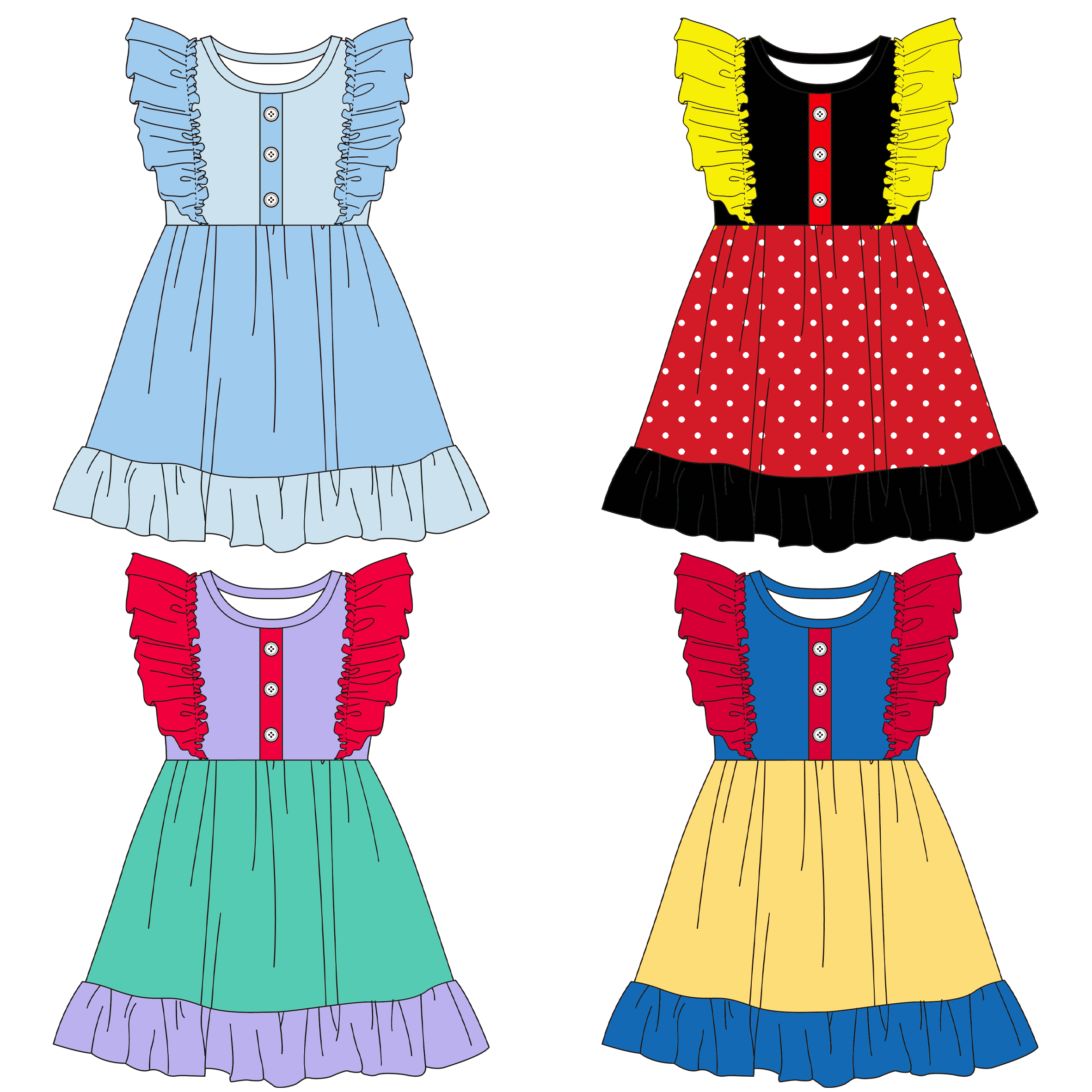 (Pre Order)Girls Spring&Summer Princess Print Dress