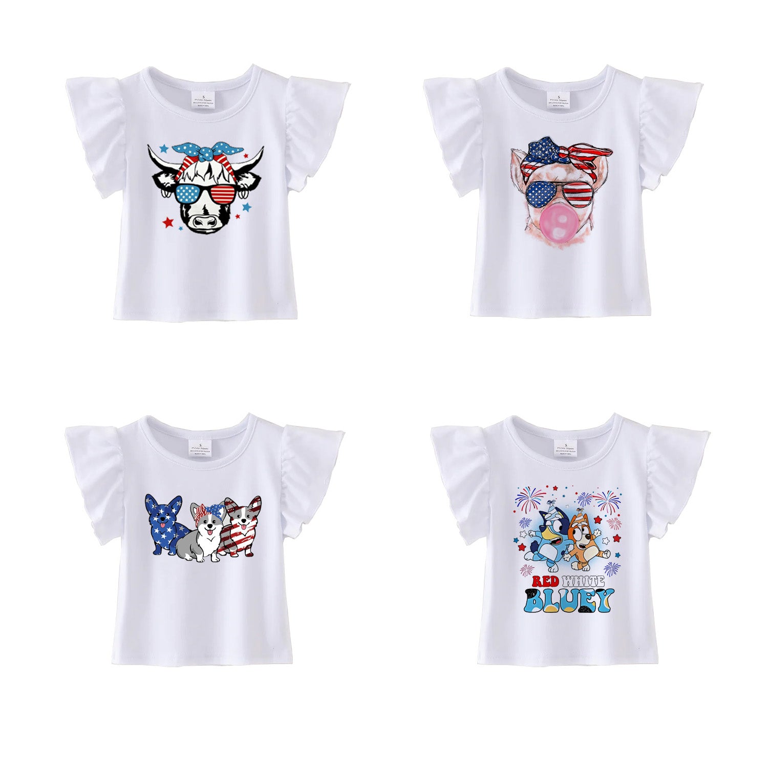 (Pre Order)Patriotic Print Cotton Essential Top