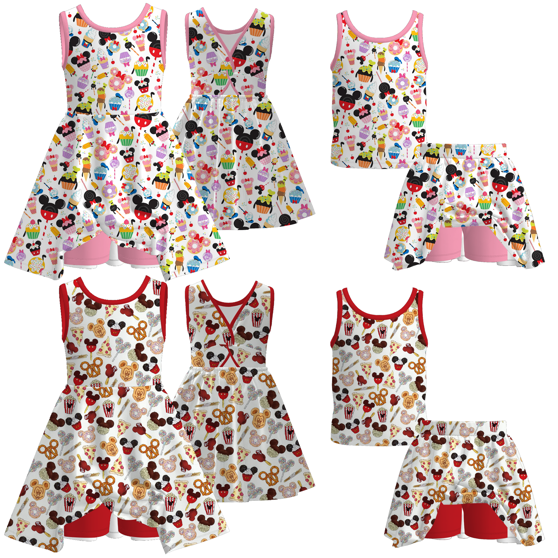 (Pre Order+Prepack Zone)Girls Spring&Summer Cartoon Print Skort Dress&Set(Mix Size)