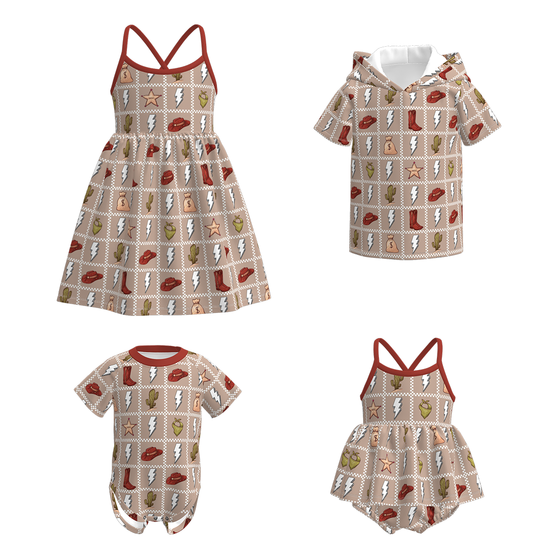 (Pre Order)Family Spring&Summer Print Dress,Top&Romper