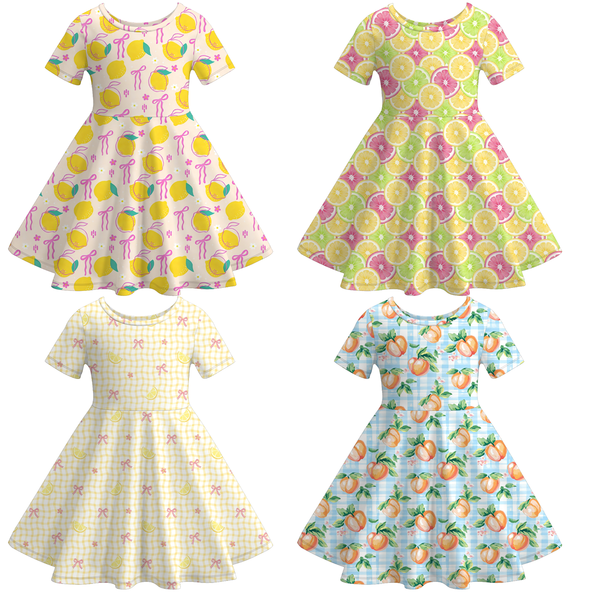 (Pre Order)Girls Spring&Summer Lemon Print Dress