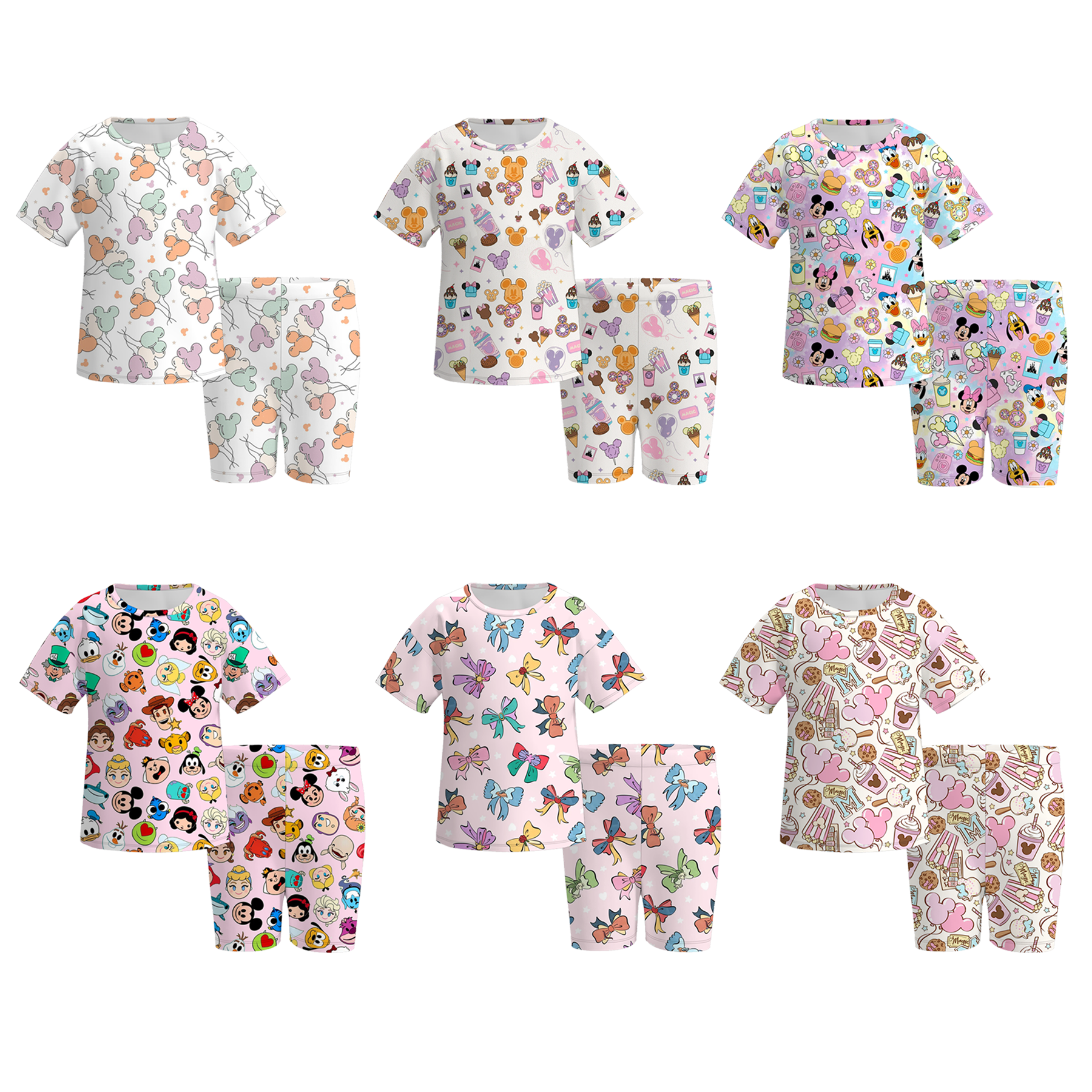 (Pre Order)Girls Cartoon Print Cycling Trouser Set