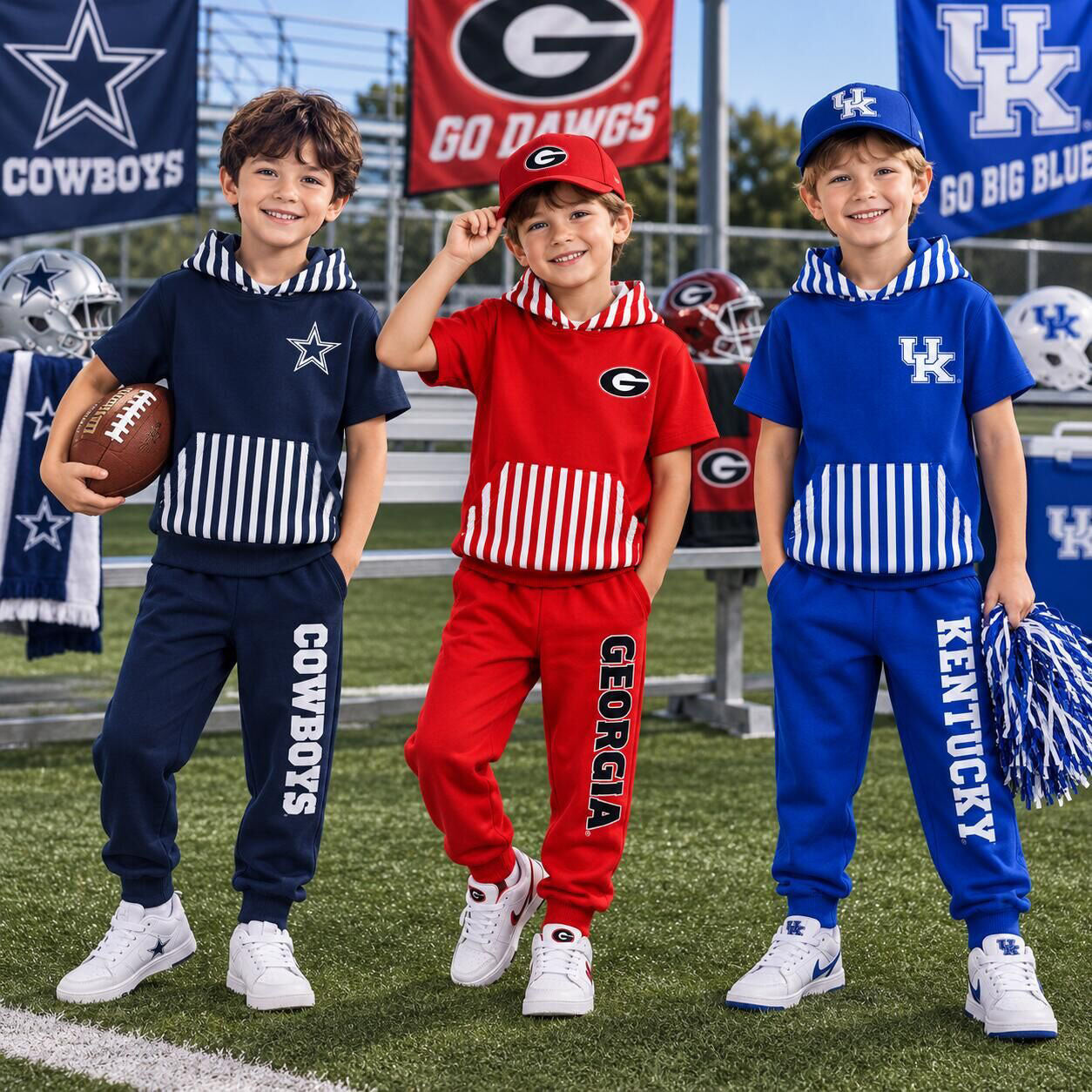 (Weekly Pre-Order)Boys Football Print Hoodie Set(Ends 9.13)