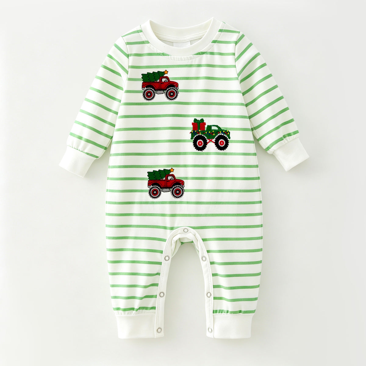 (In Stock)Toddler Boys Christmas Embroidery Romper