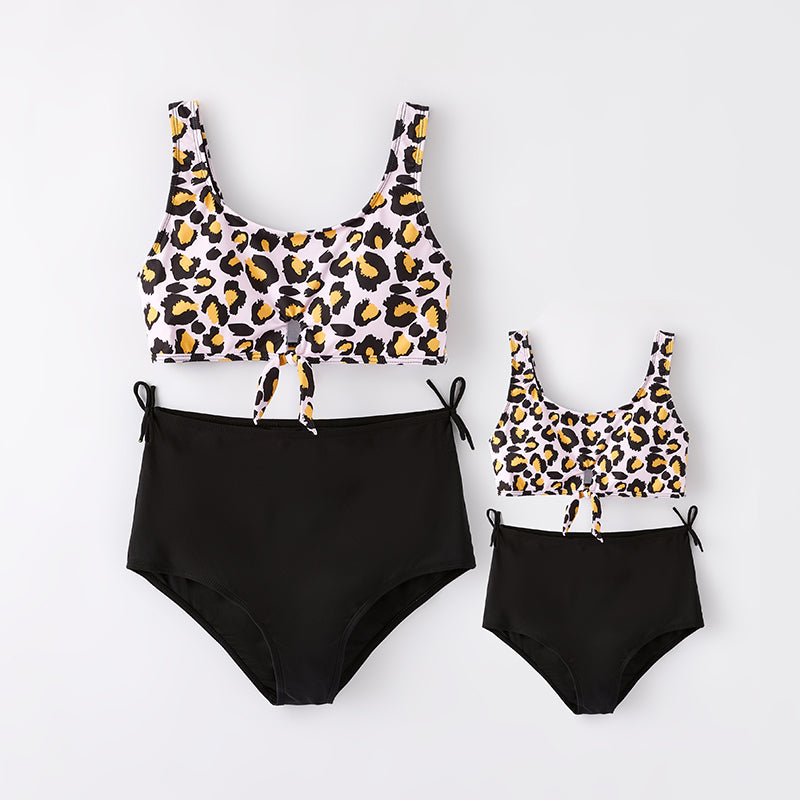 (In Stock)Mommy and Me Summer Pink Leopard Print Swimsuit
