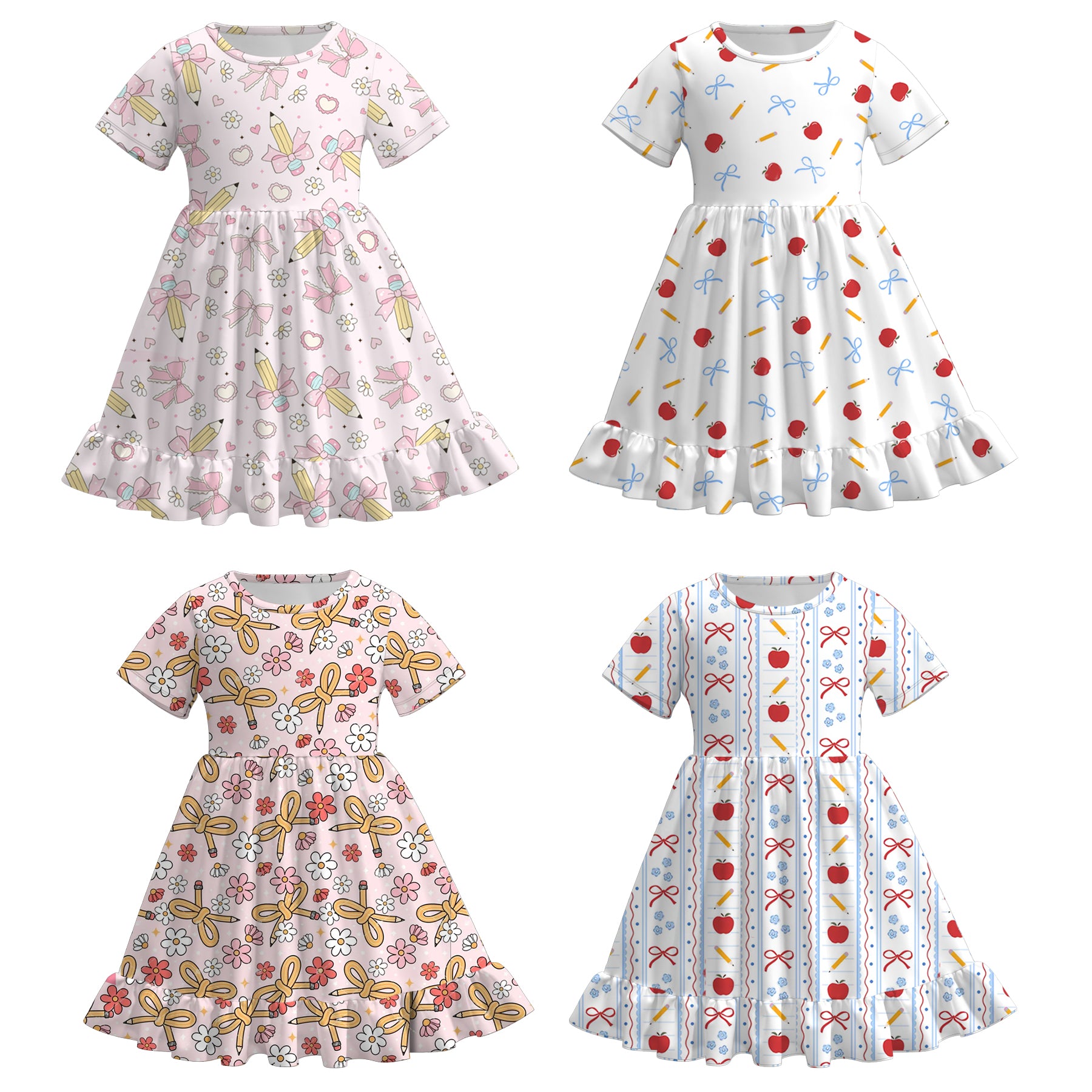 (Pre Order)Girls Summer Back To School Print Dress