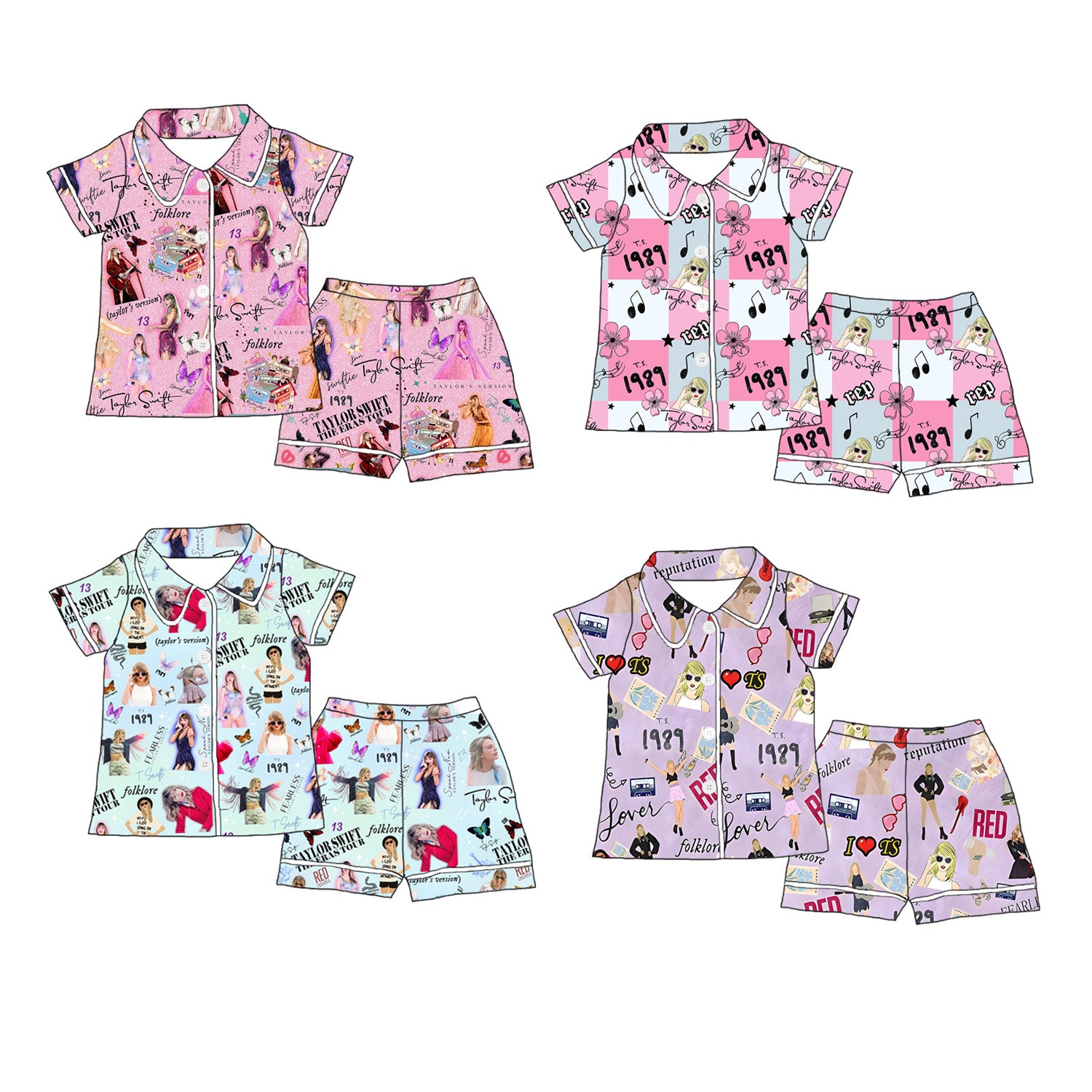 (Pre Order)Girls Summer TS Print Pajamas Short Set