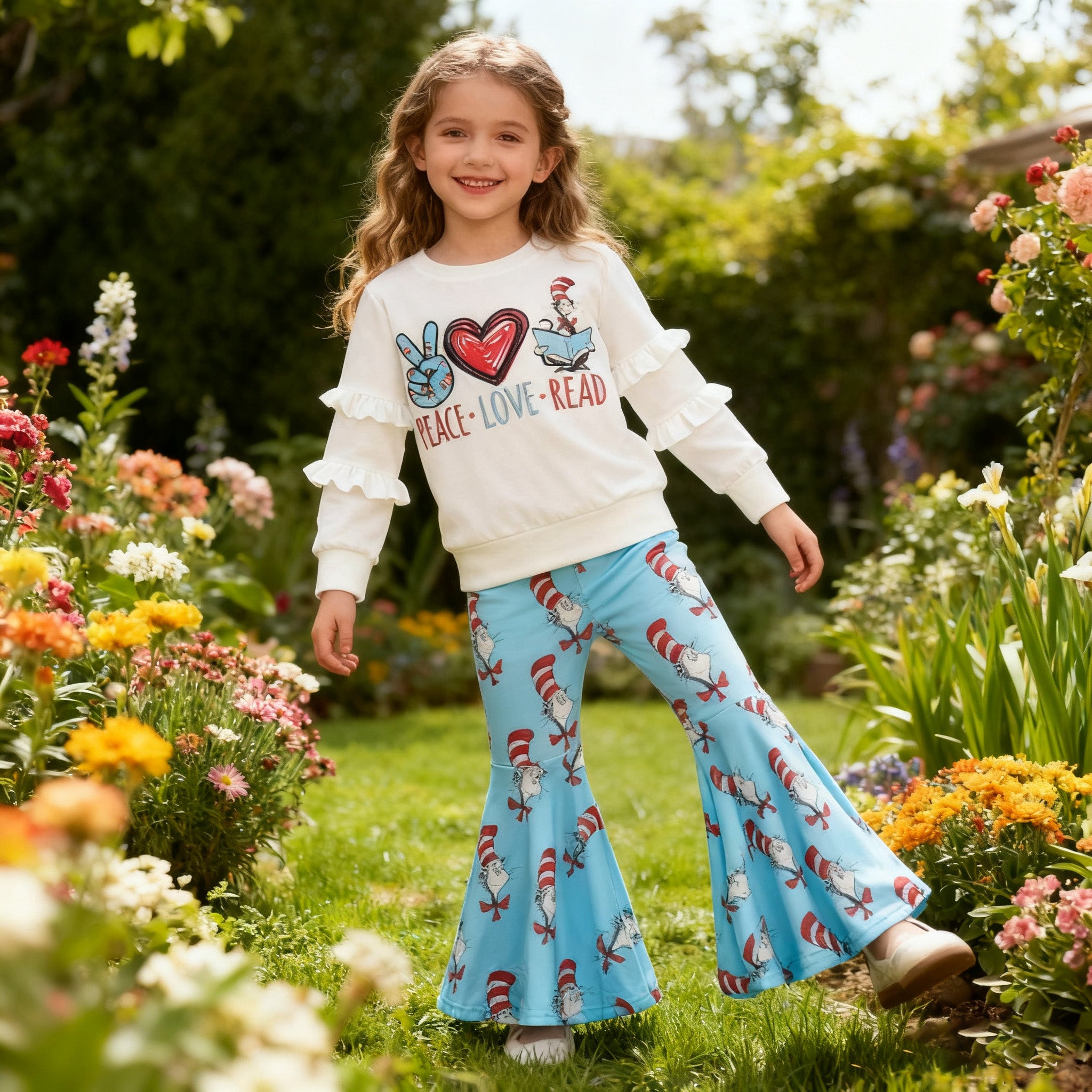 (In Stock)Girls Spring DR SEUSS Print Outfit Set