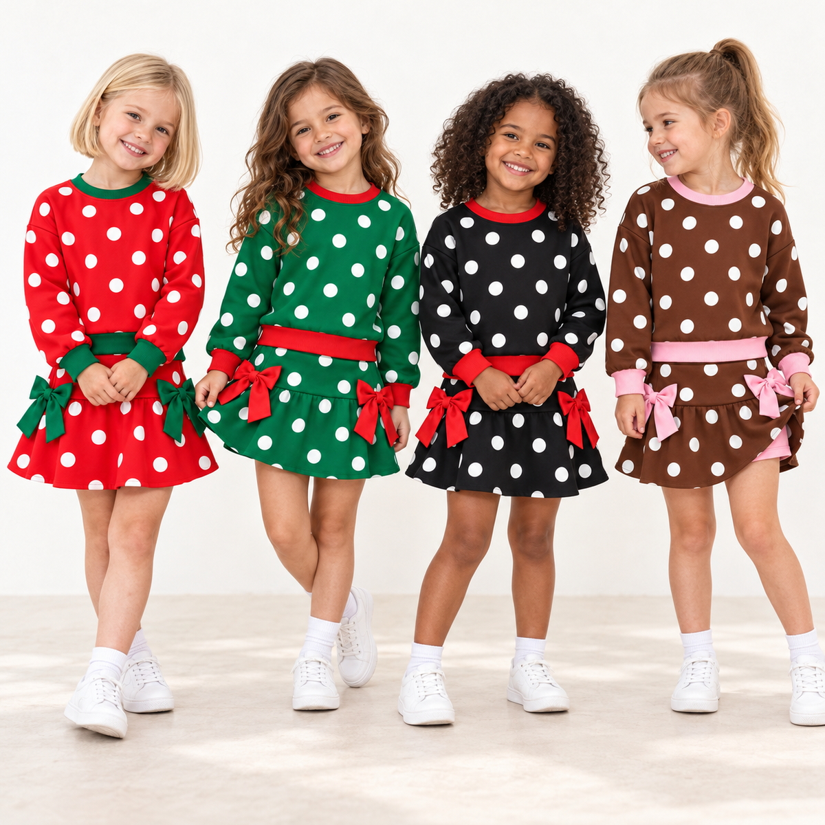 (Weekly Pre-Order)Girls Fall Dot Print Skort Set(Ends 10.18)