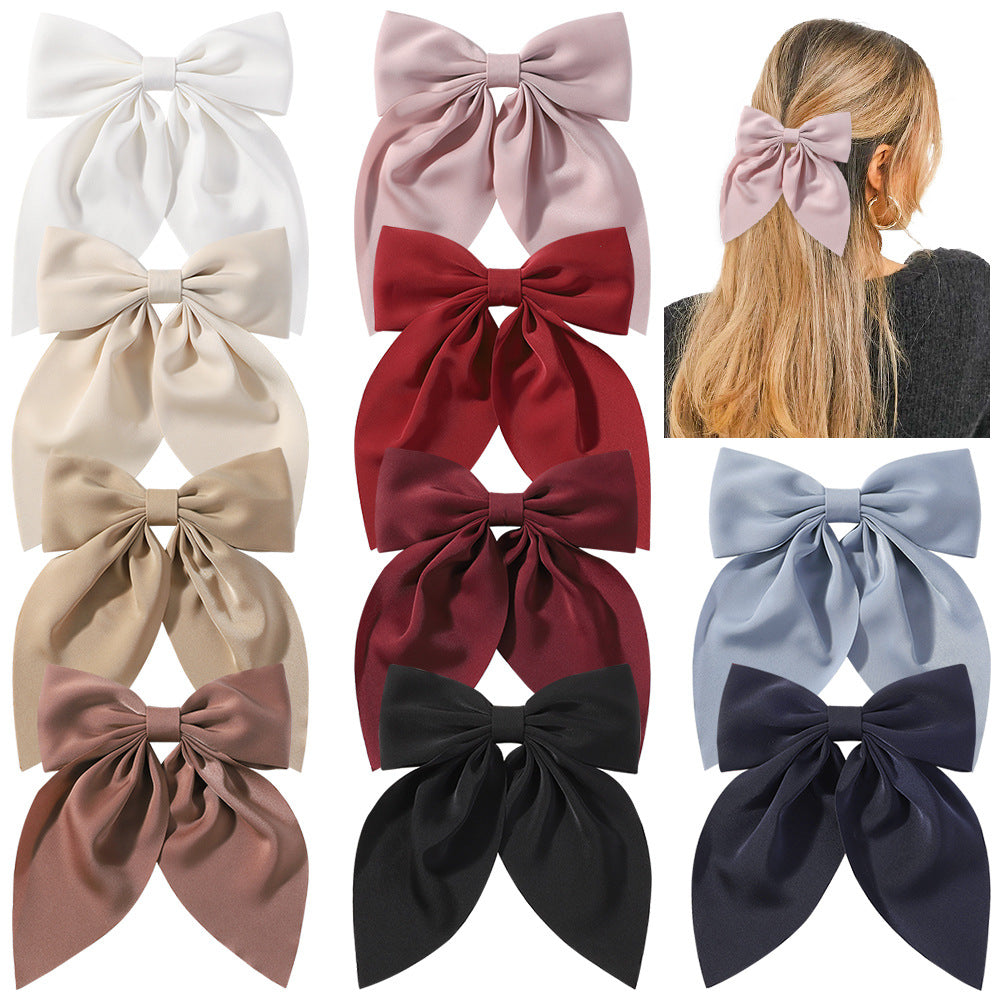 (Pre Order)Elegant Solid Color Large Bow Hair Clip