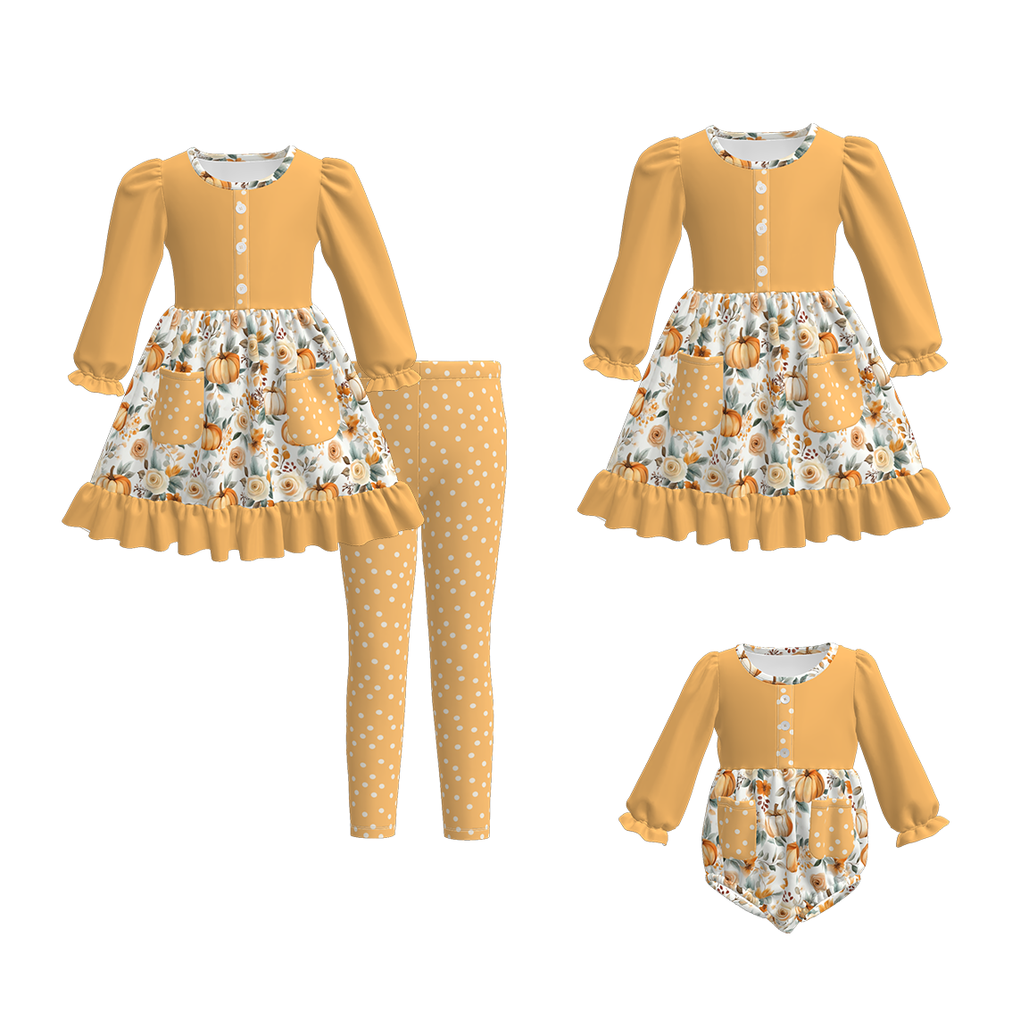 (Pre Order)Family Fall Pumpkin Print Dress,Set&Romper