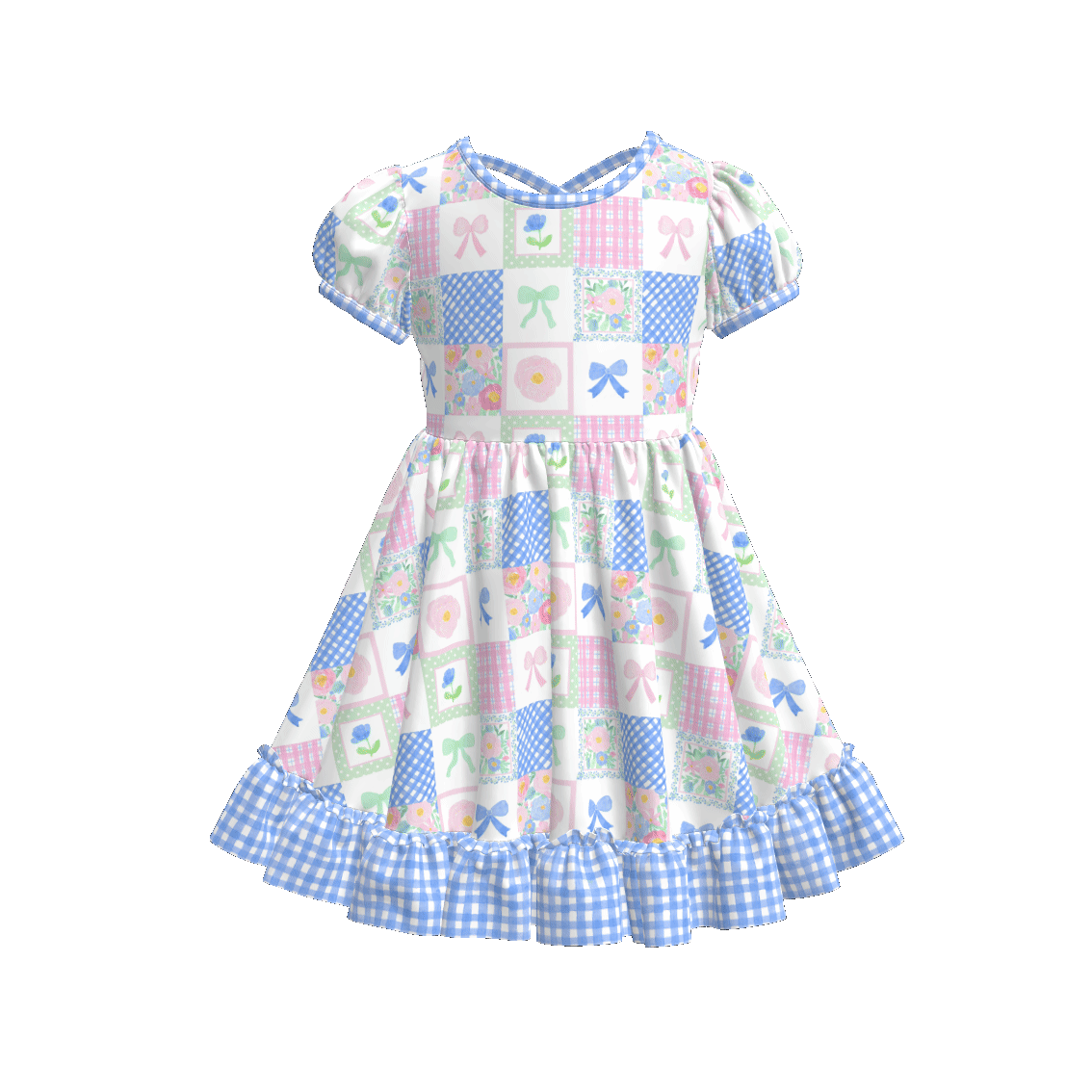(Pre Order)Girls Spring and Summer Fruit&Bow Print Dress