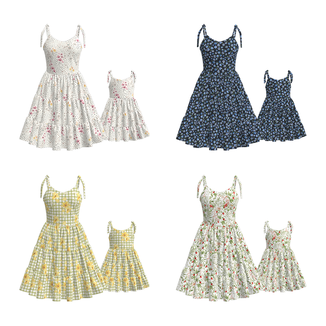 (Pre Order)Mommy and Me Spring&Summer Floral Print Slip Dress