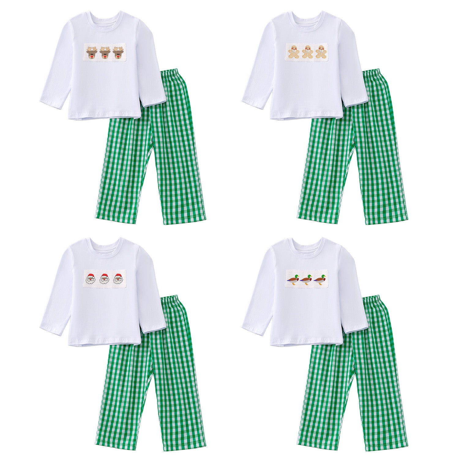 (Pre Order)Boys Christmas Embroidery Smocked Outfit Set