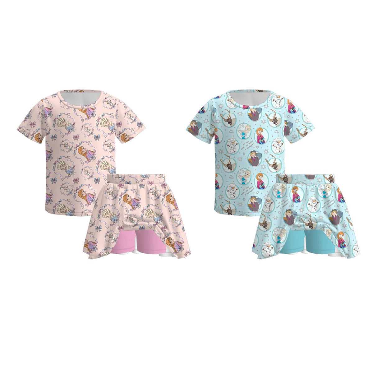 (Pre Order,Prepack Zone)Girls Princess Print Skort Set(Mix Size)