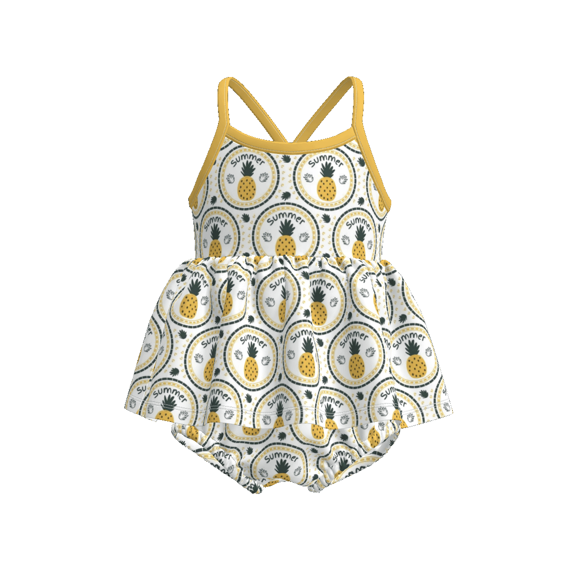 (Pre Order)Family Spring&Summer Pineapple Print Dress,Top&Romper