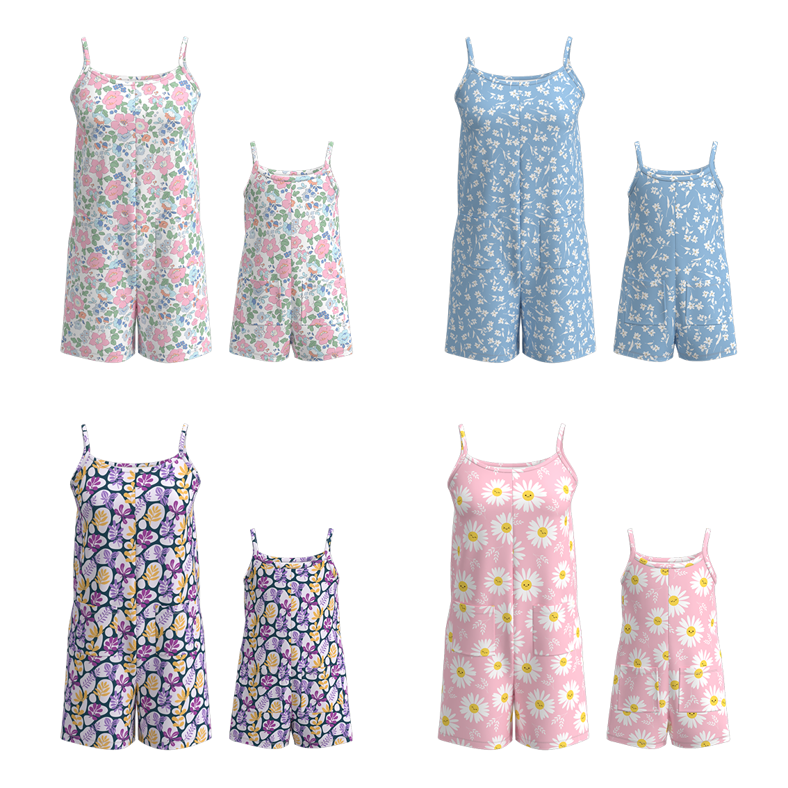 (Pre Order)Mommy and Me Summer Floral Print Jumpsuit