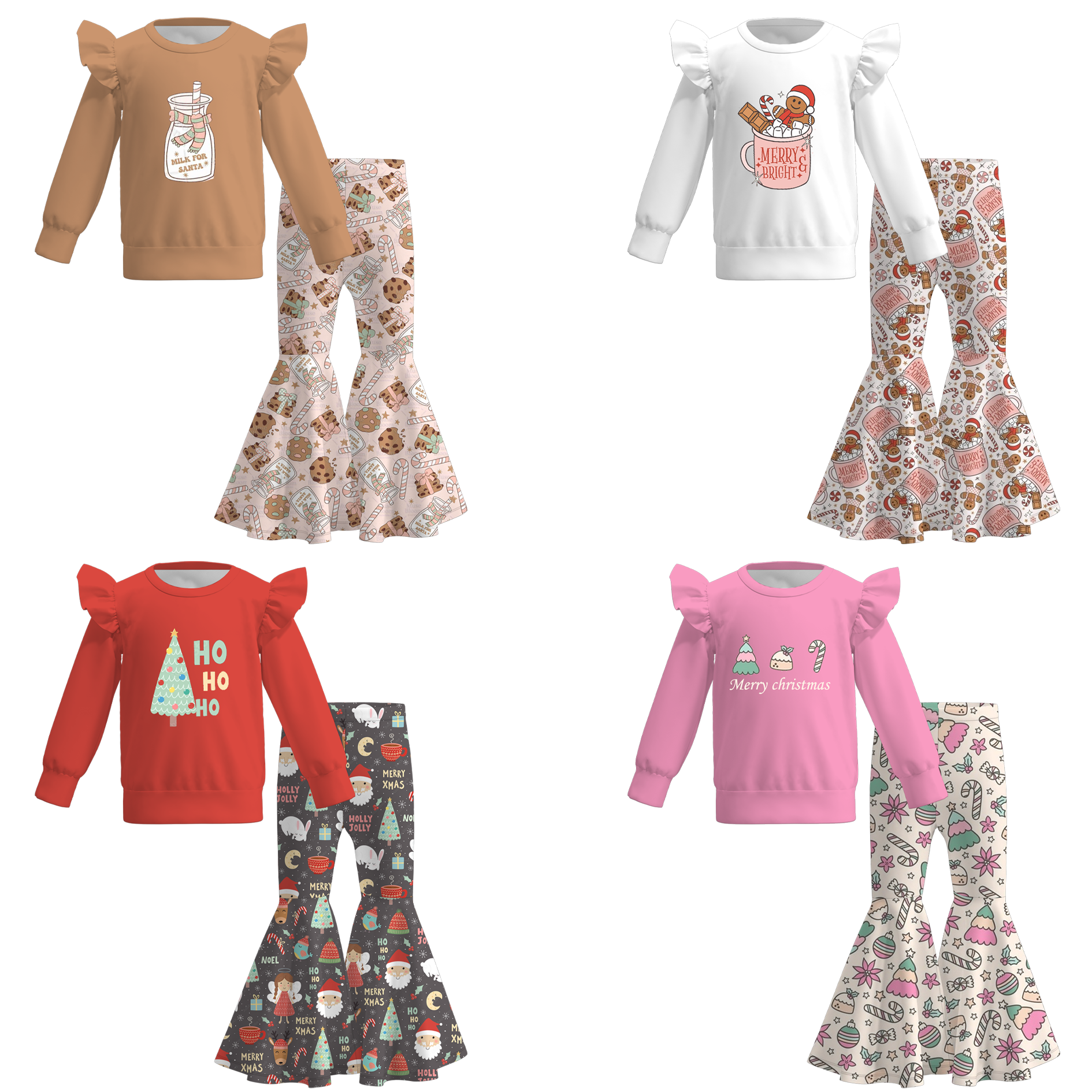 (Pre Order)Girls Christmas Print Outfit Set