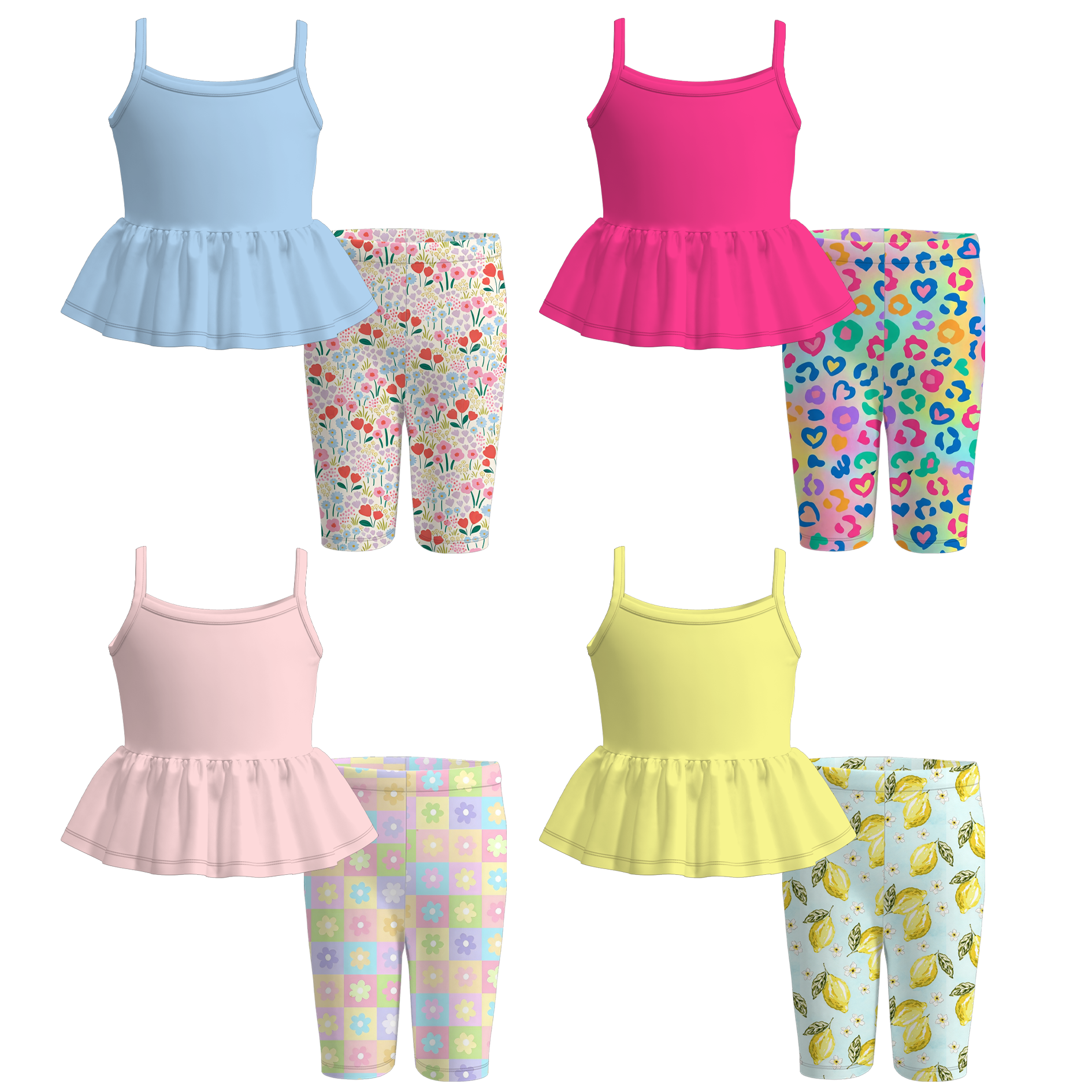 (Pre Order+Prepack Zone)Girls Spring&Summer Print Capris Set