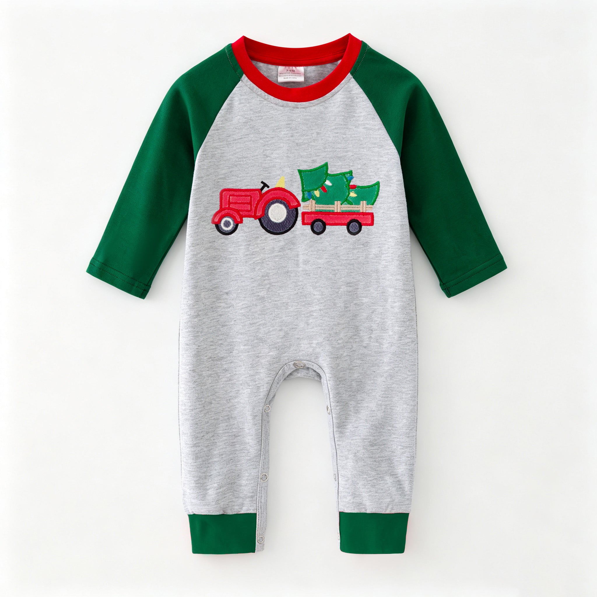 (In Stock)Toddler Boys Christmas Applique Cotton Romper