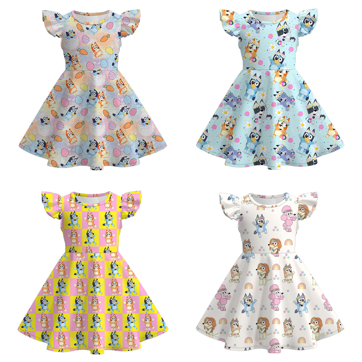 Autumn and Spring Arrival Cartoon and Striped Pattern Long Sleeves Dress for Stylish Girls