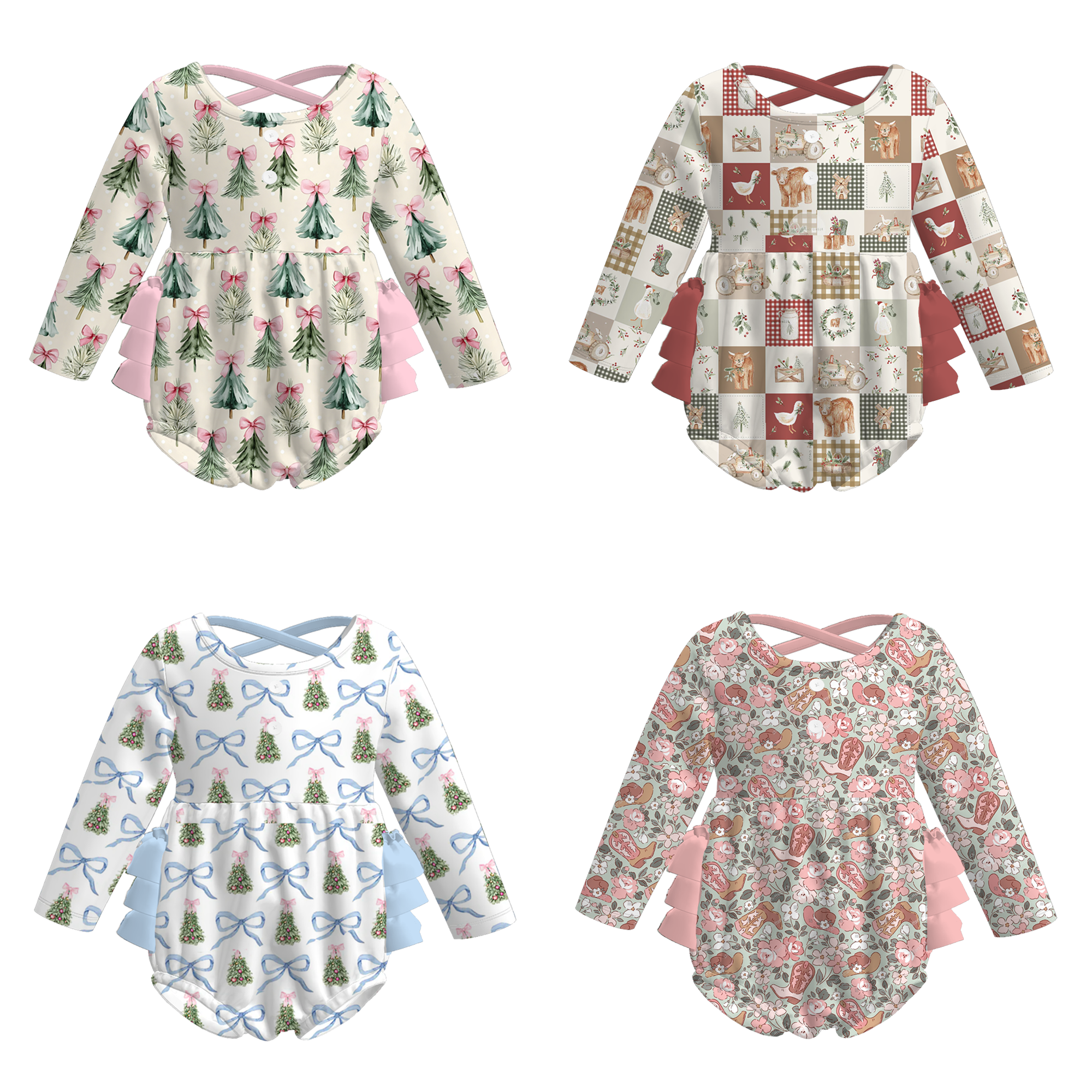 (Pre Order)Toddler Girls Christmas Print Romper