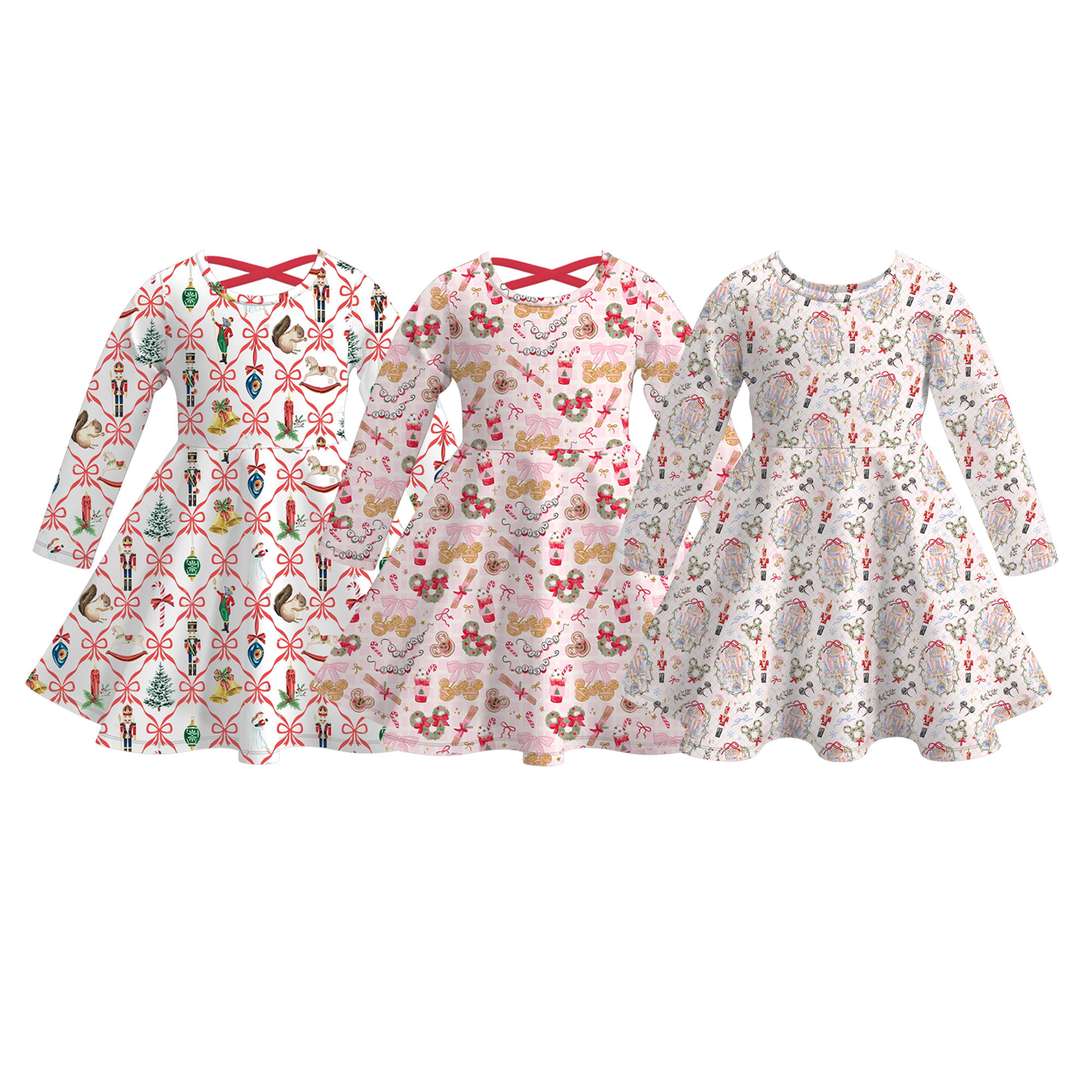 (Pre Order)Girls Christmas Print Dress