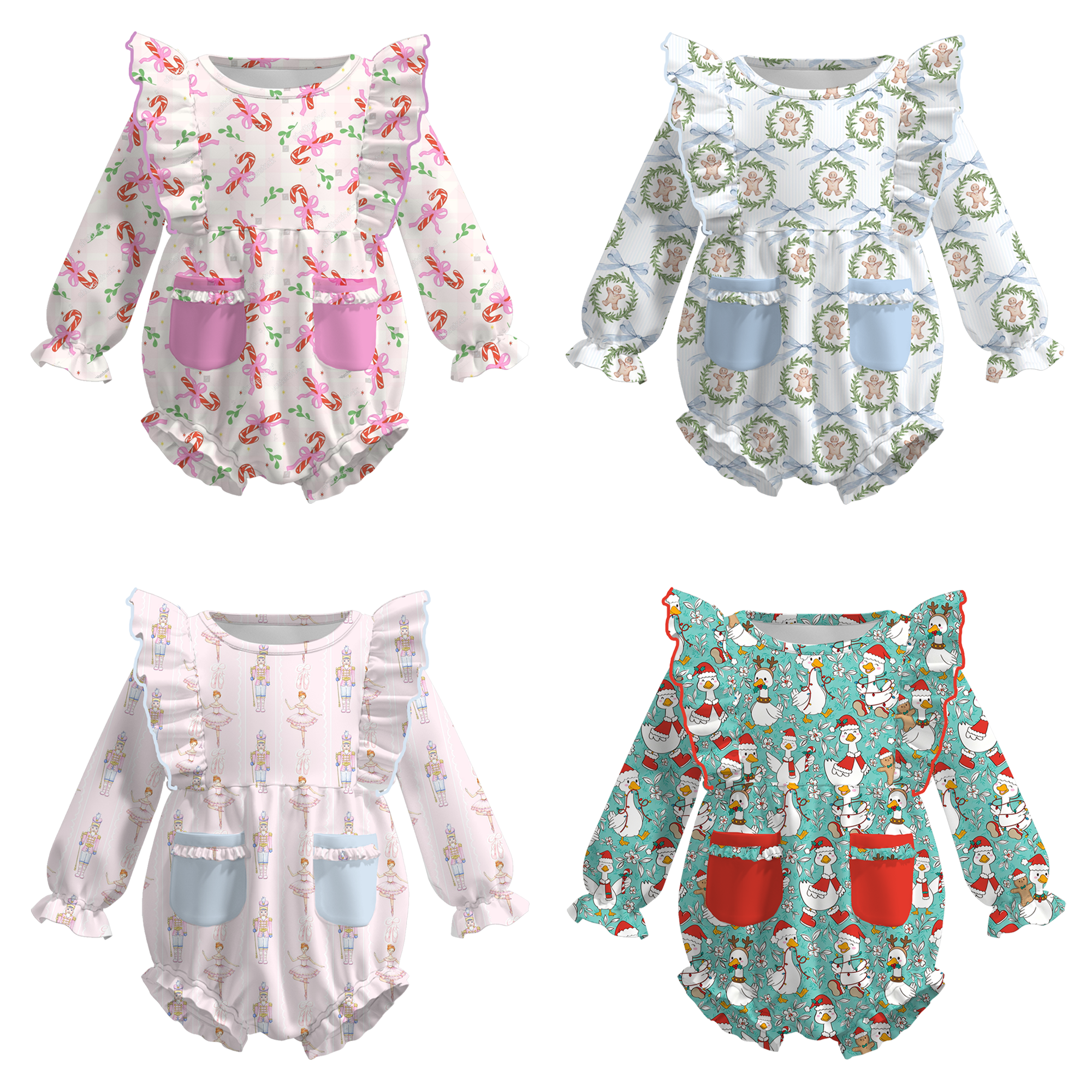 (Pre Order)Toddler Girls Christmas Print Romper