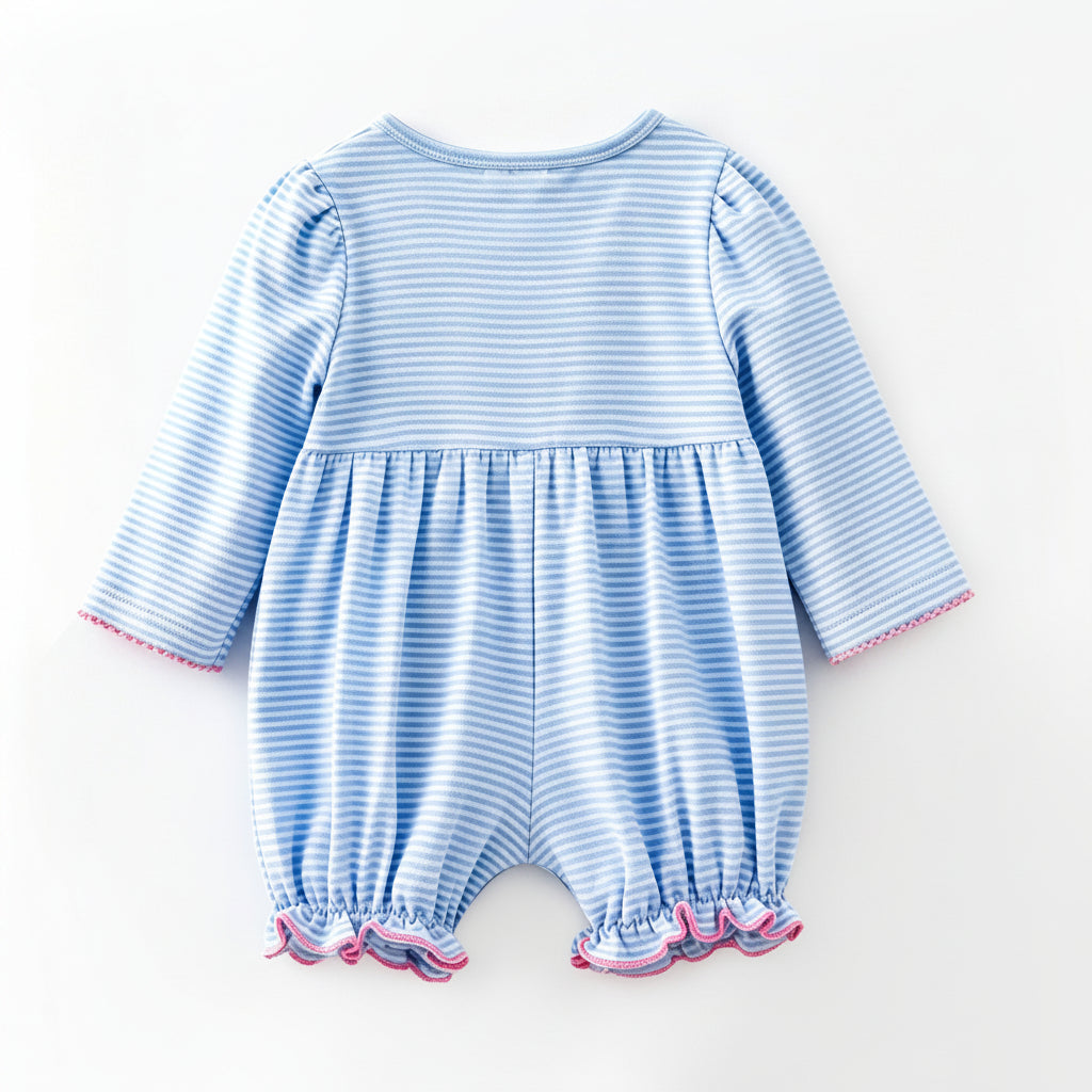 (In Stock)Toddler Girls Pumpkin Applique Cotton Romper