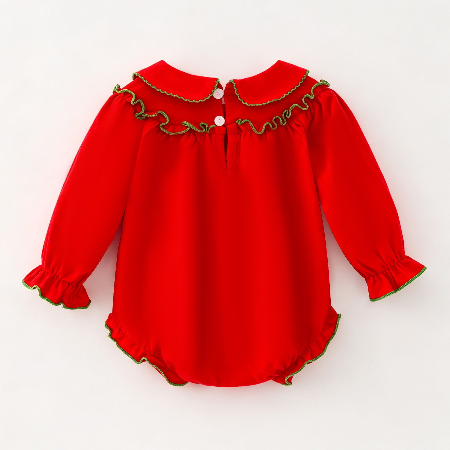 (In Stock)Toddler Girls Christmas Tree Embroidery Cotton Romper