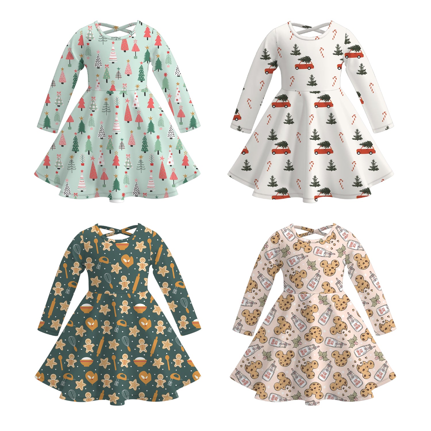 (Pre Order)Girls Christmas Print Dress
