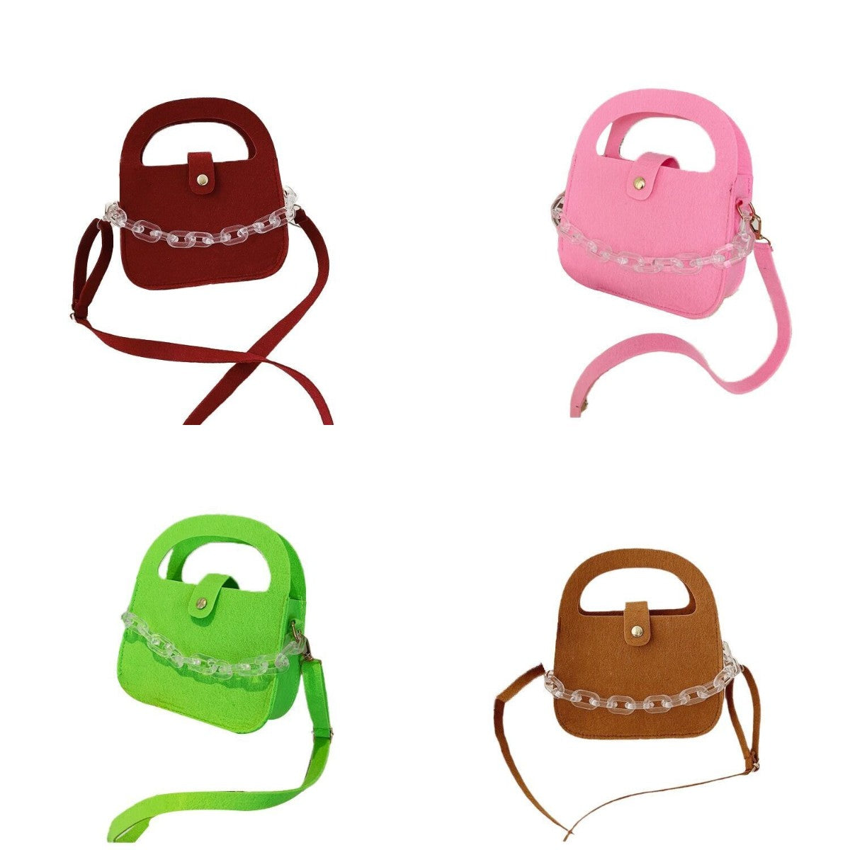 (Pre Order)Girls Chain Decor Saddle Bag