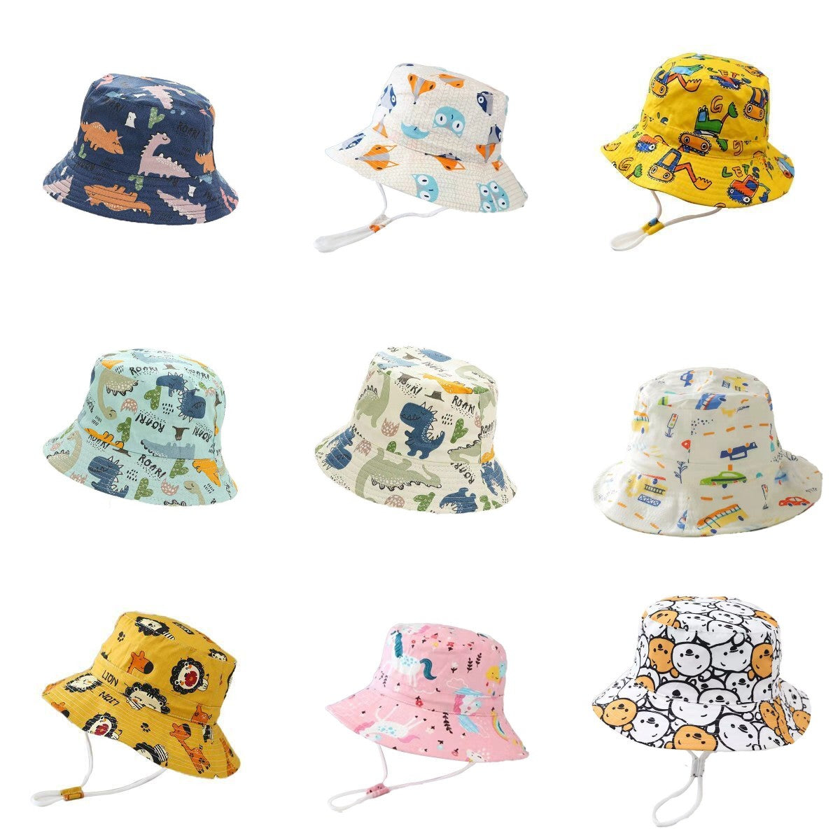 (Pre Order)Kids Cartoon Print Sunscreen Bucket Hat