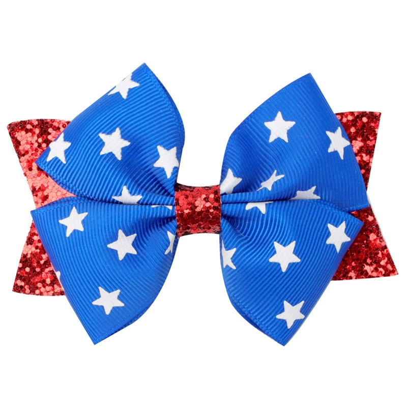 (Pre Order)Girls Patriotic Sequin Bow Hair Clip