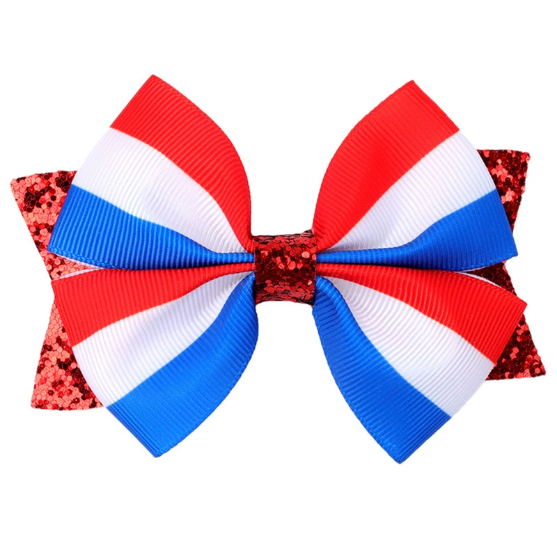 (Pre Order)Girls Patriotic Sequin Bow Hair Clip