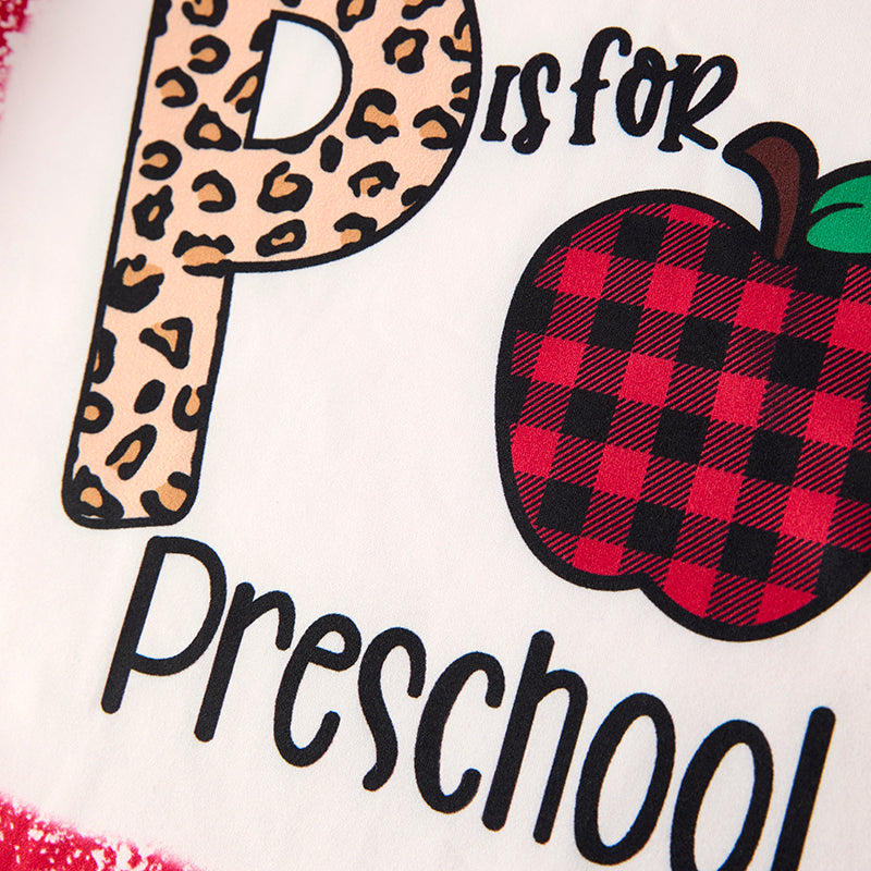 (In Stock)Girls Summer Back To School Print Red Top