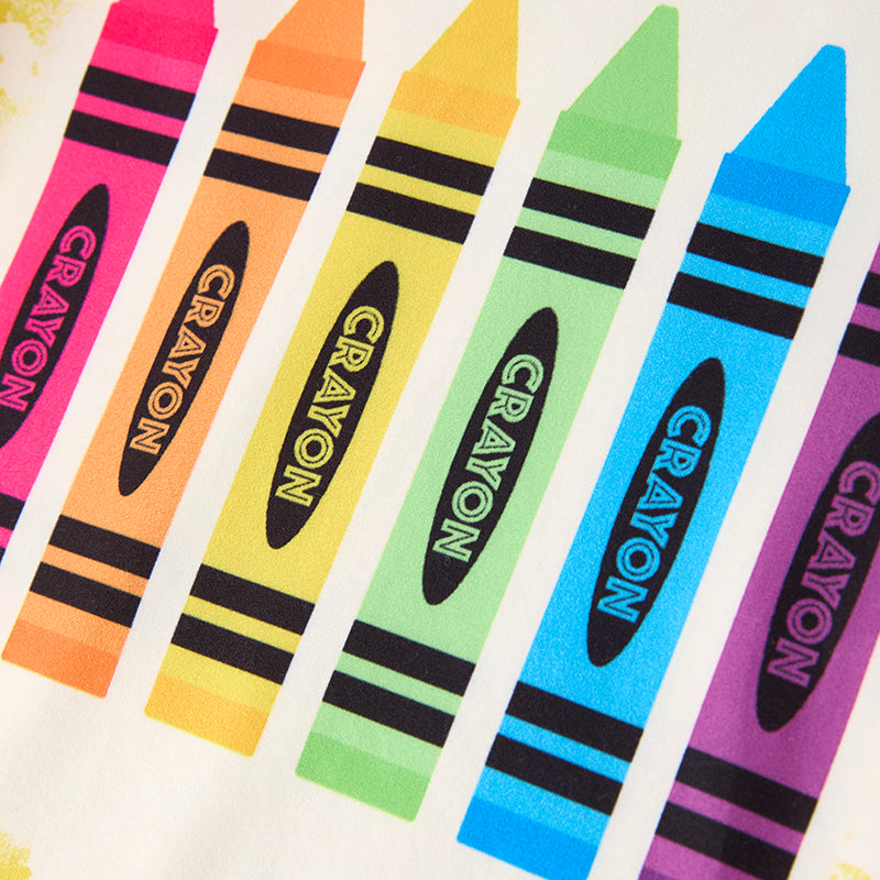 (In Stock)Girls Summer Back To School Print Denim Shorts Set